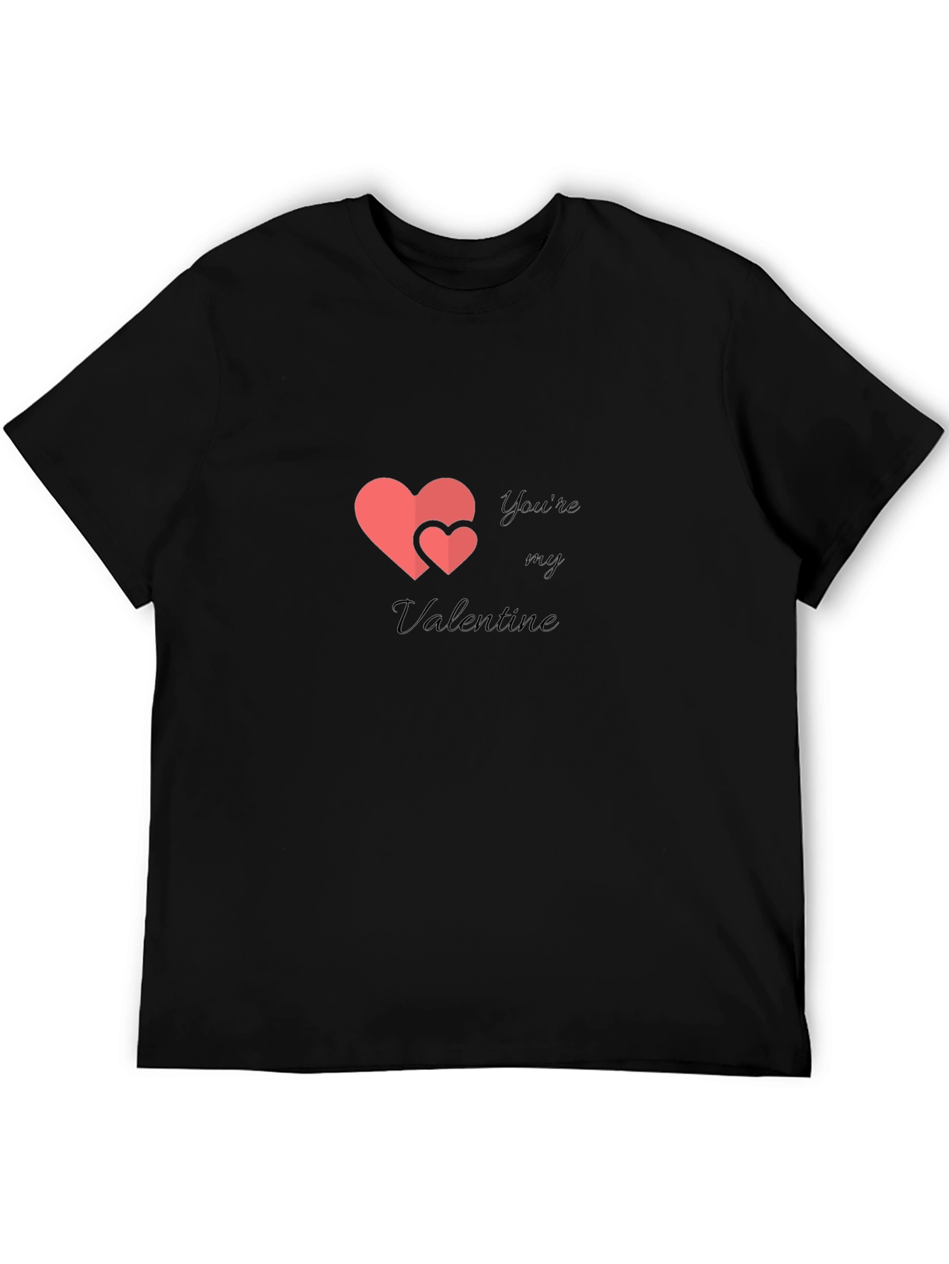 Valentines Day Heart Graphic Mens Black T-Shirt