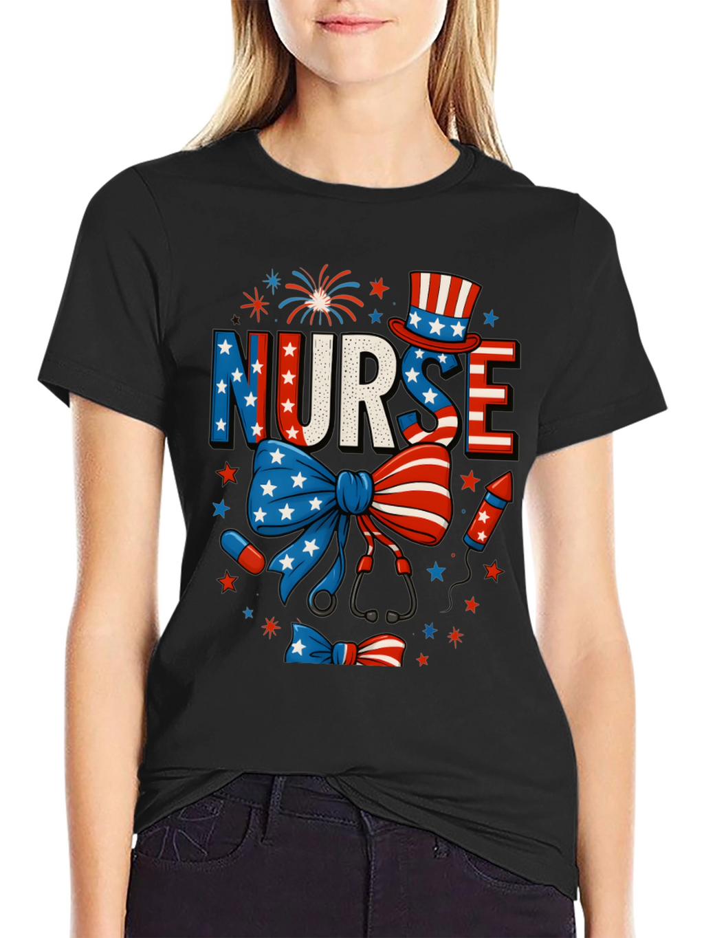 Patriotic Nurse T-Shirt - 4th of July USA
