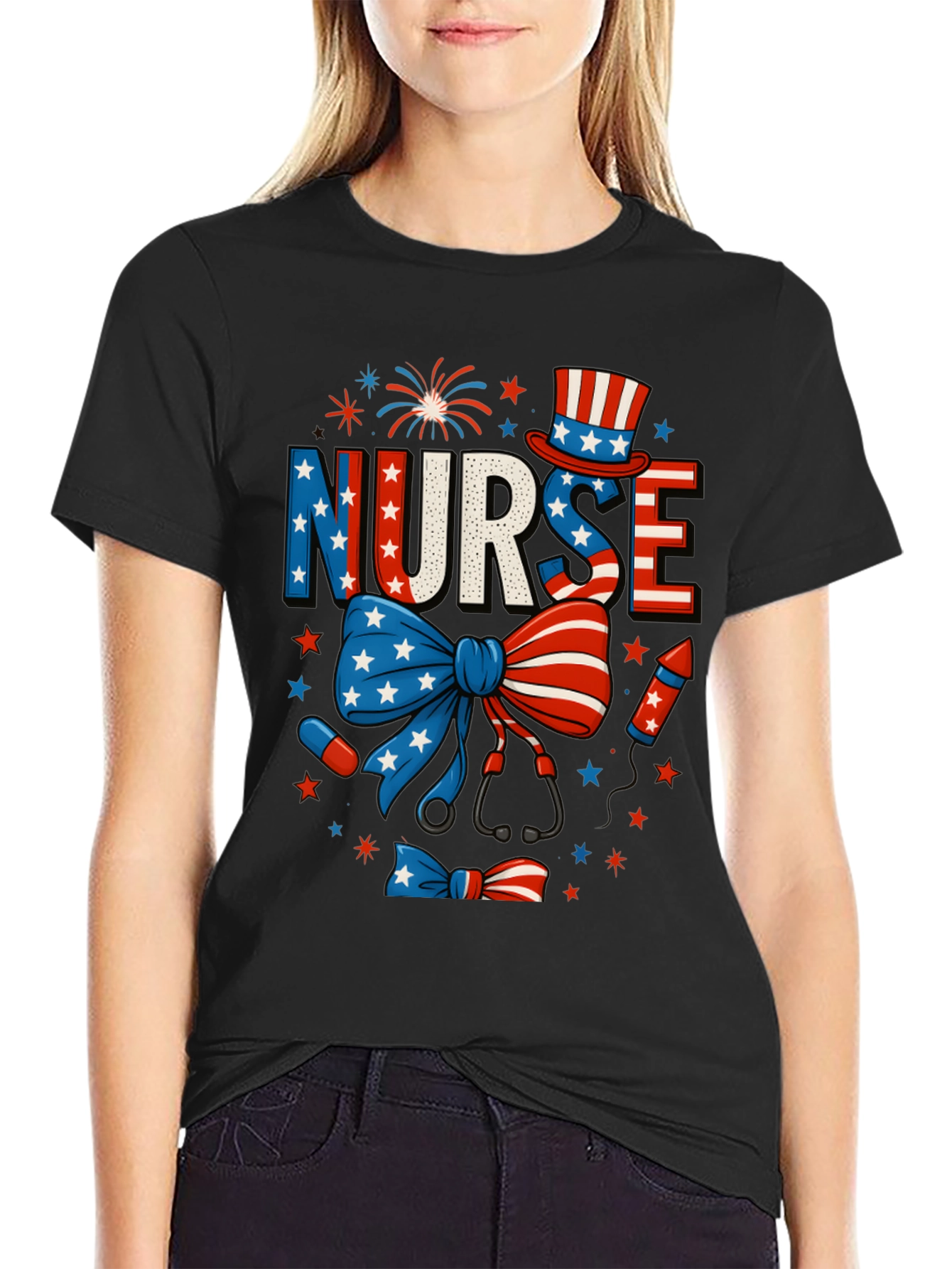 Patriotic Nurse T-Shirt - 4th of July USA
