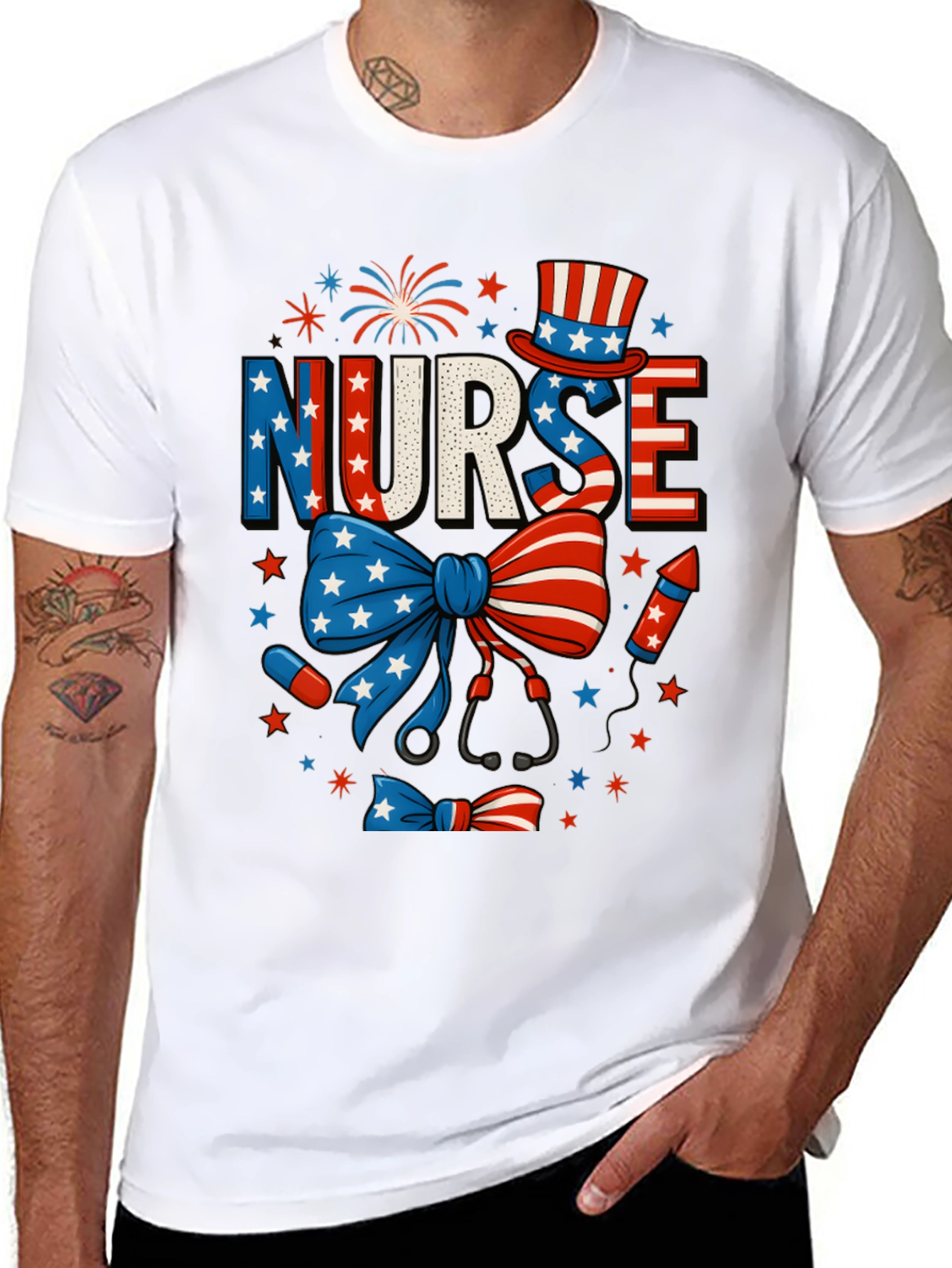Patriotic Nurse T-Shirt - 4th of July USA