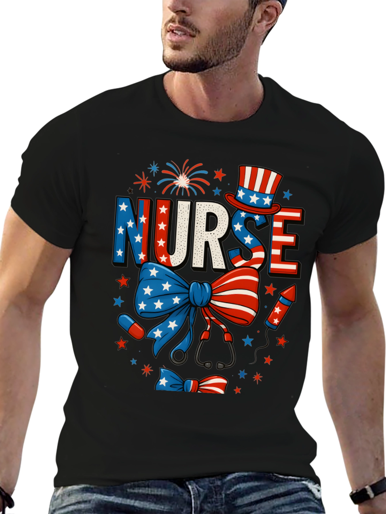 Patriotic Nurse T-Shirt - 4th of July USA