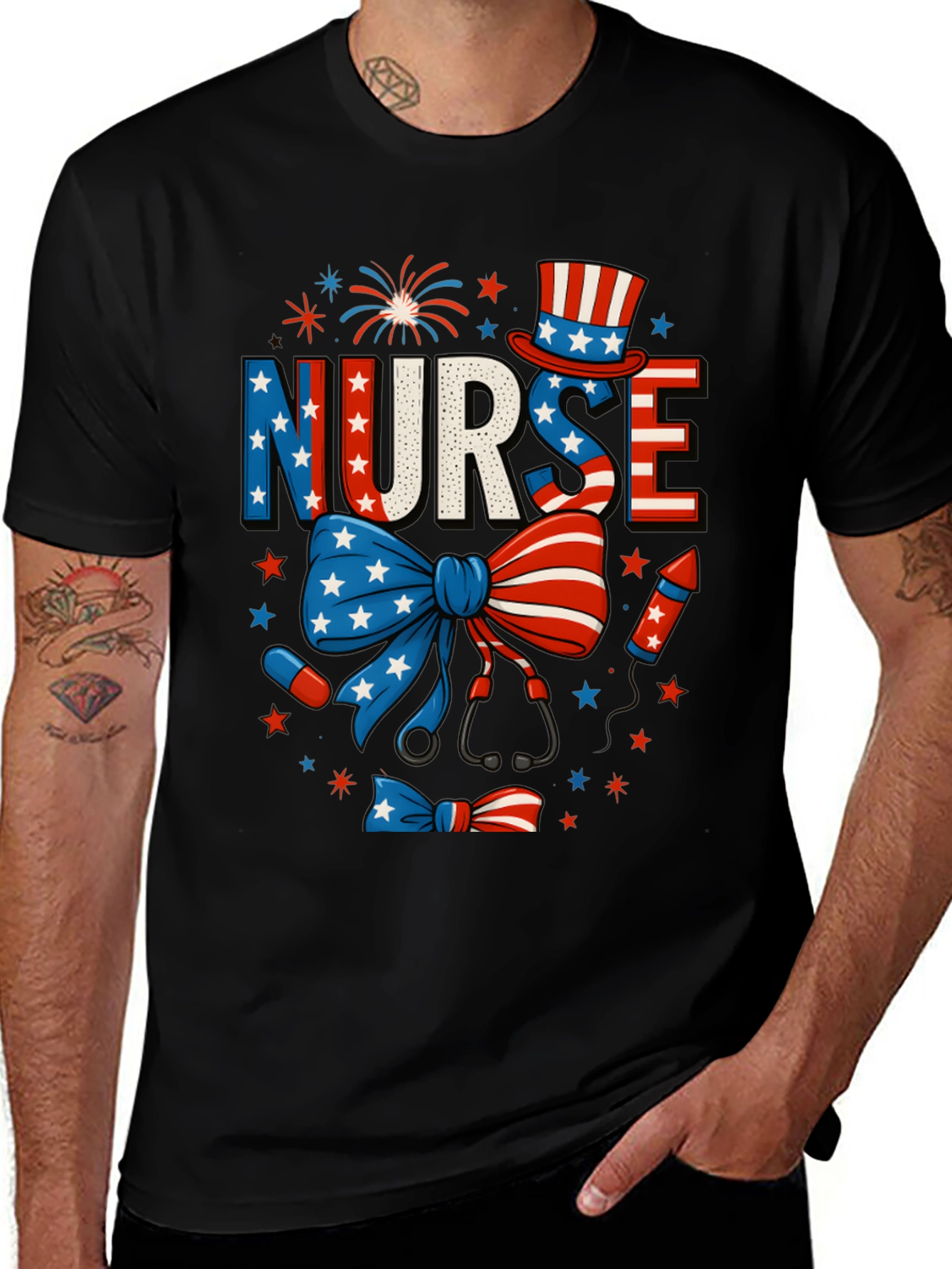 Patriotic Nurse T-Shirt - 4th of July USA