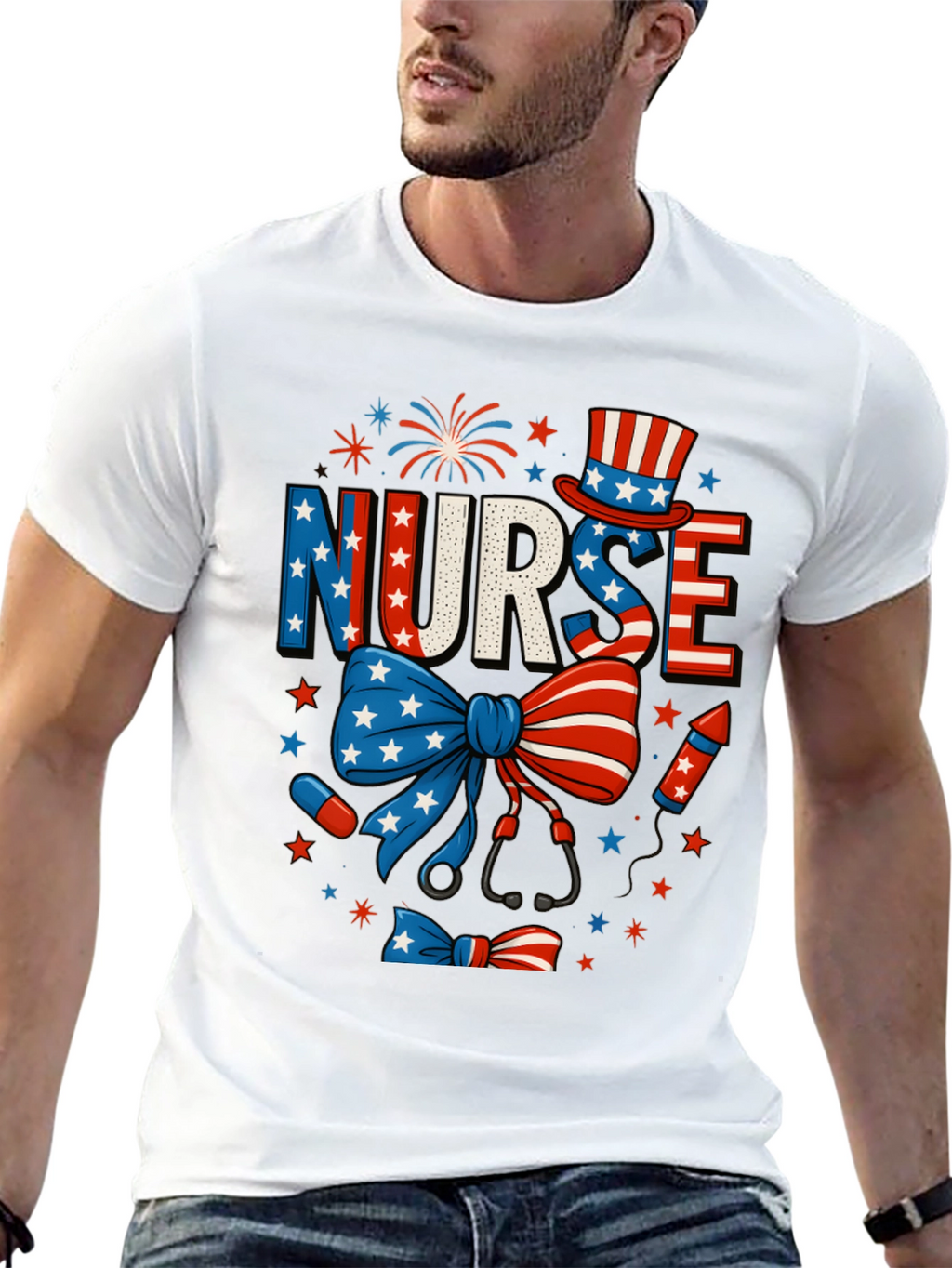 Patriotic Nurse T-Shirt - 4th of July USA