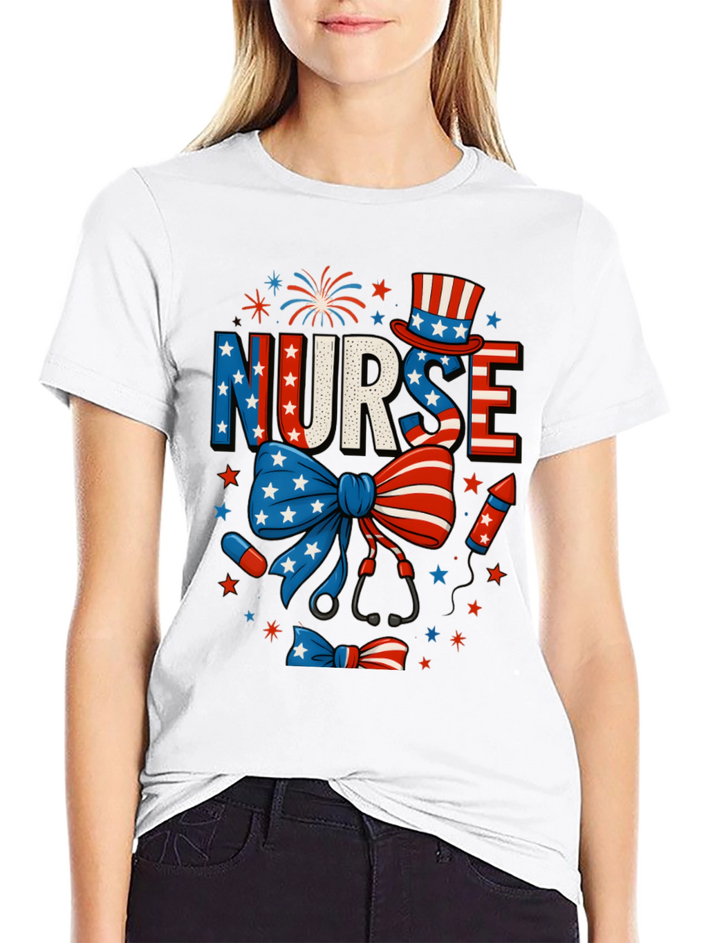 Patriotic Nurse T-Shirt - 4th of July USA