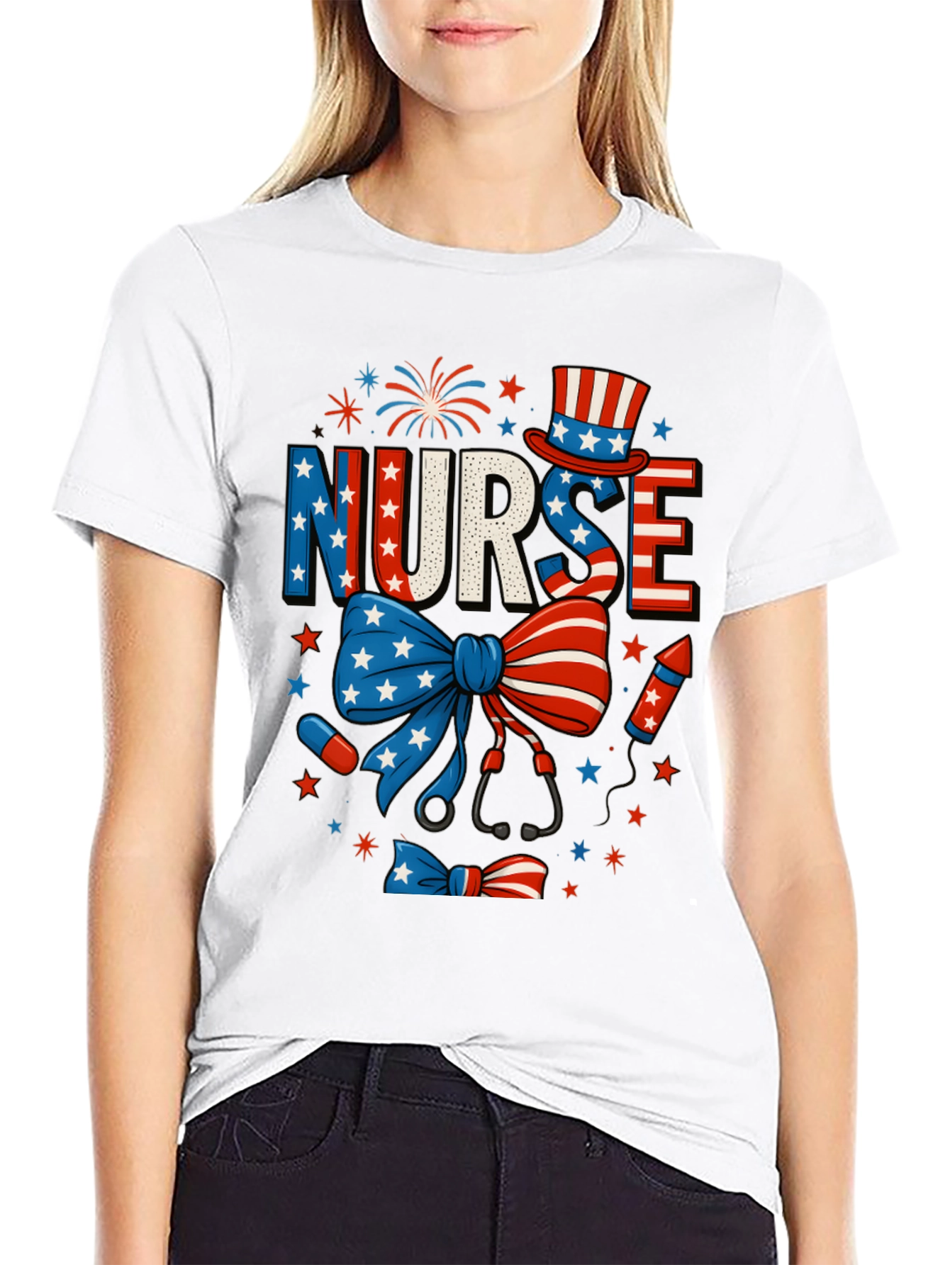 Patriotic Nurse T-Shirt - 4th of July USA