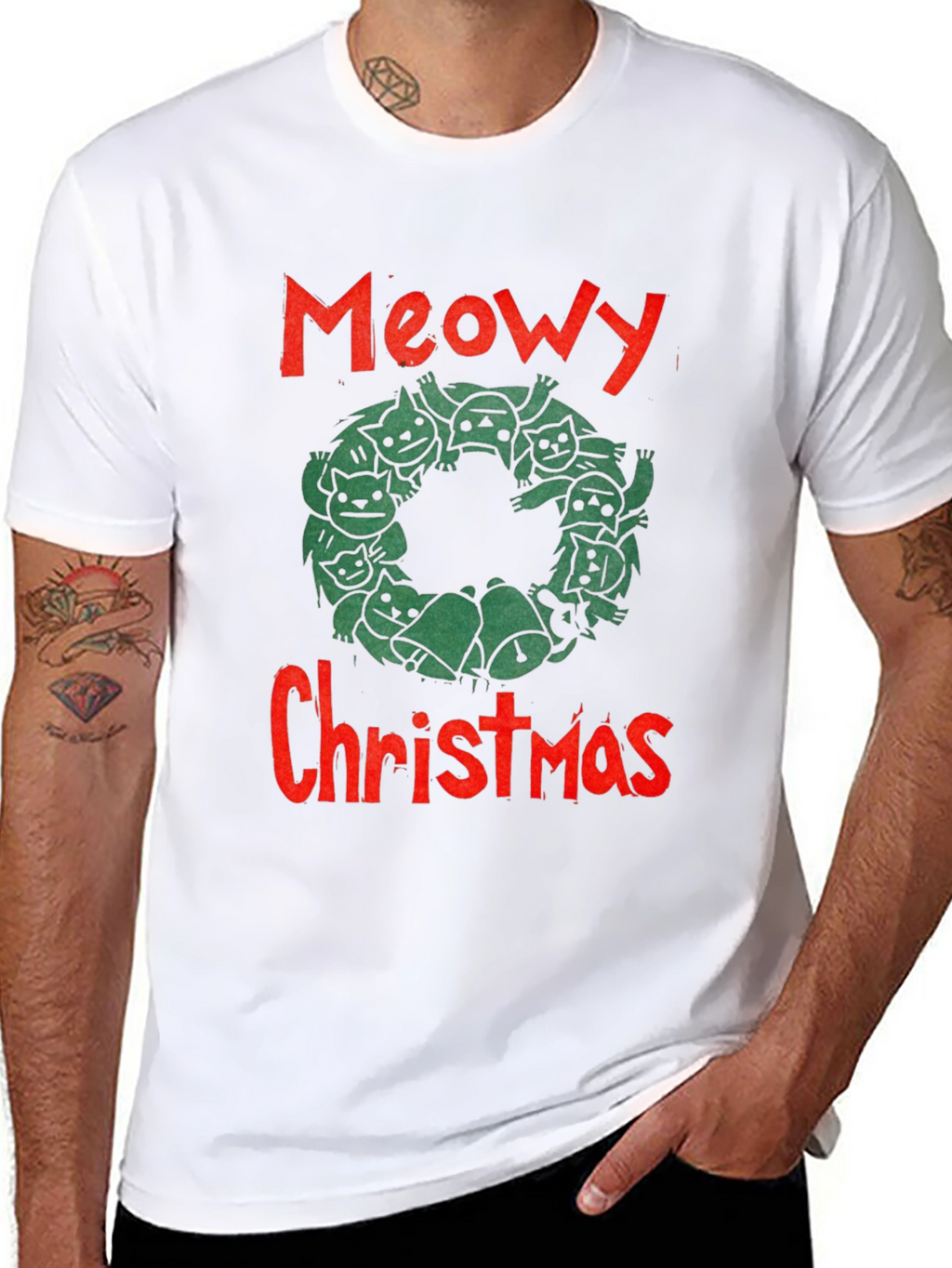 Meowy Christmas Graphic T-Shirt