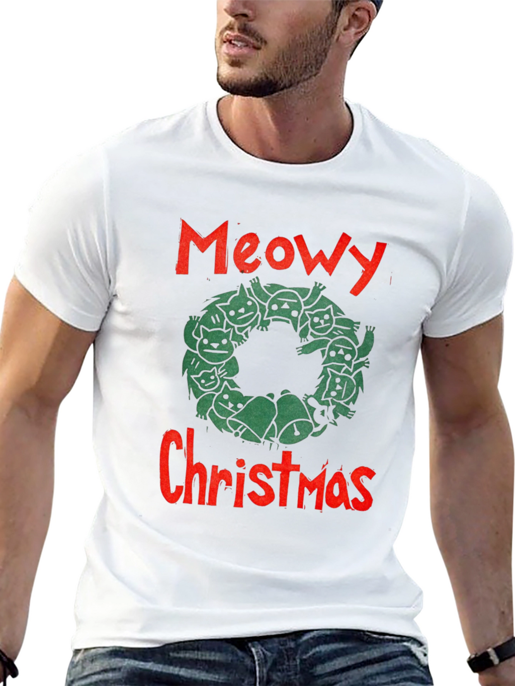Meowy Christmas Graphic T-Shirt