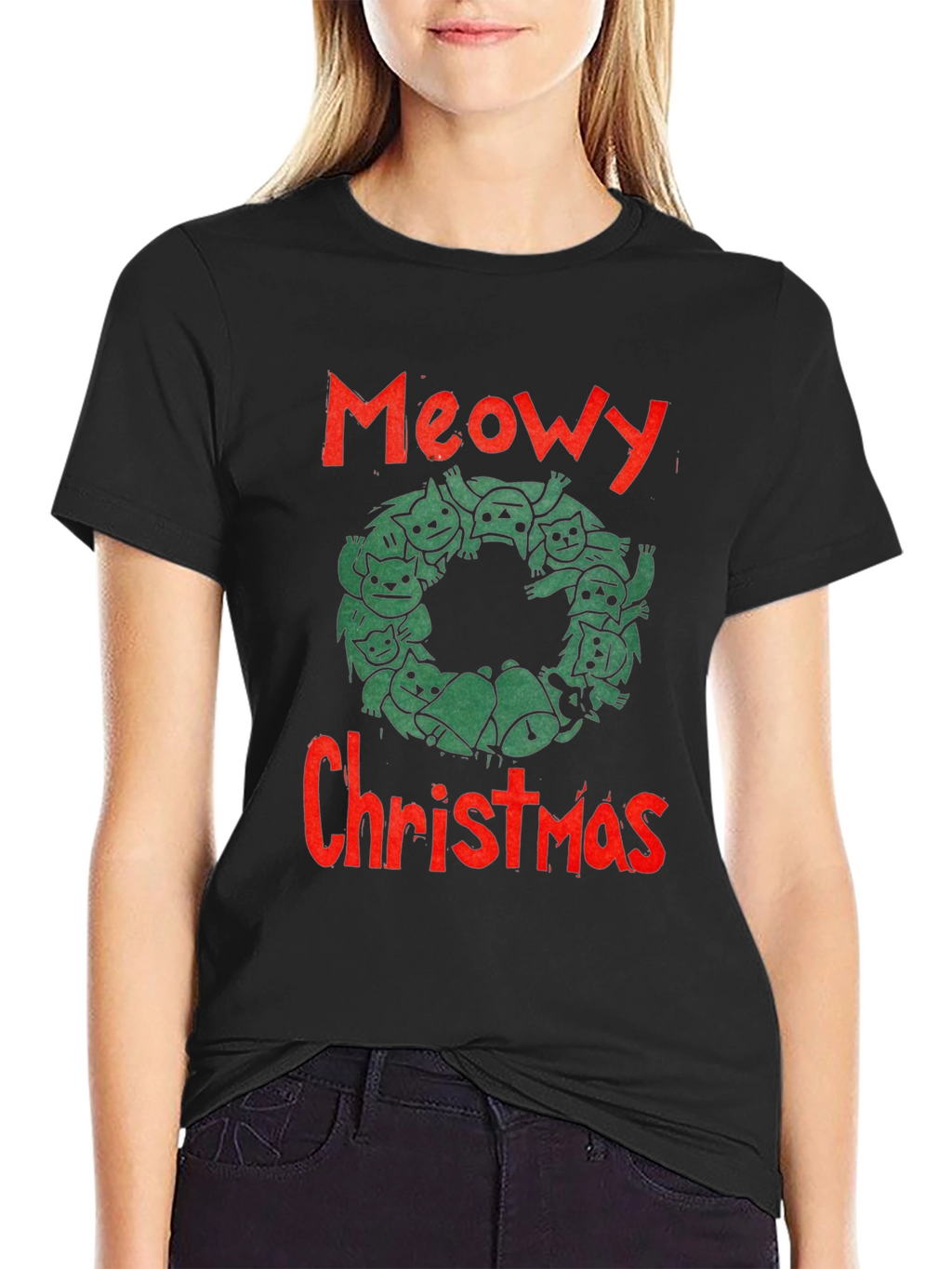 Meowy Christmas Graphic T-Shirt