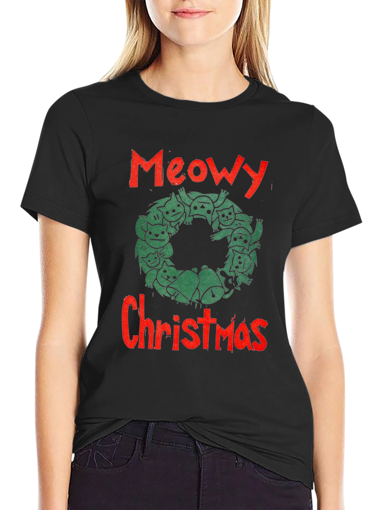 Meowy Christmas Graphic T-Shirt