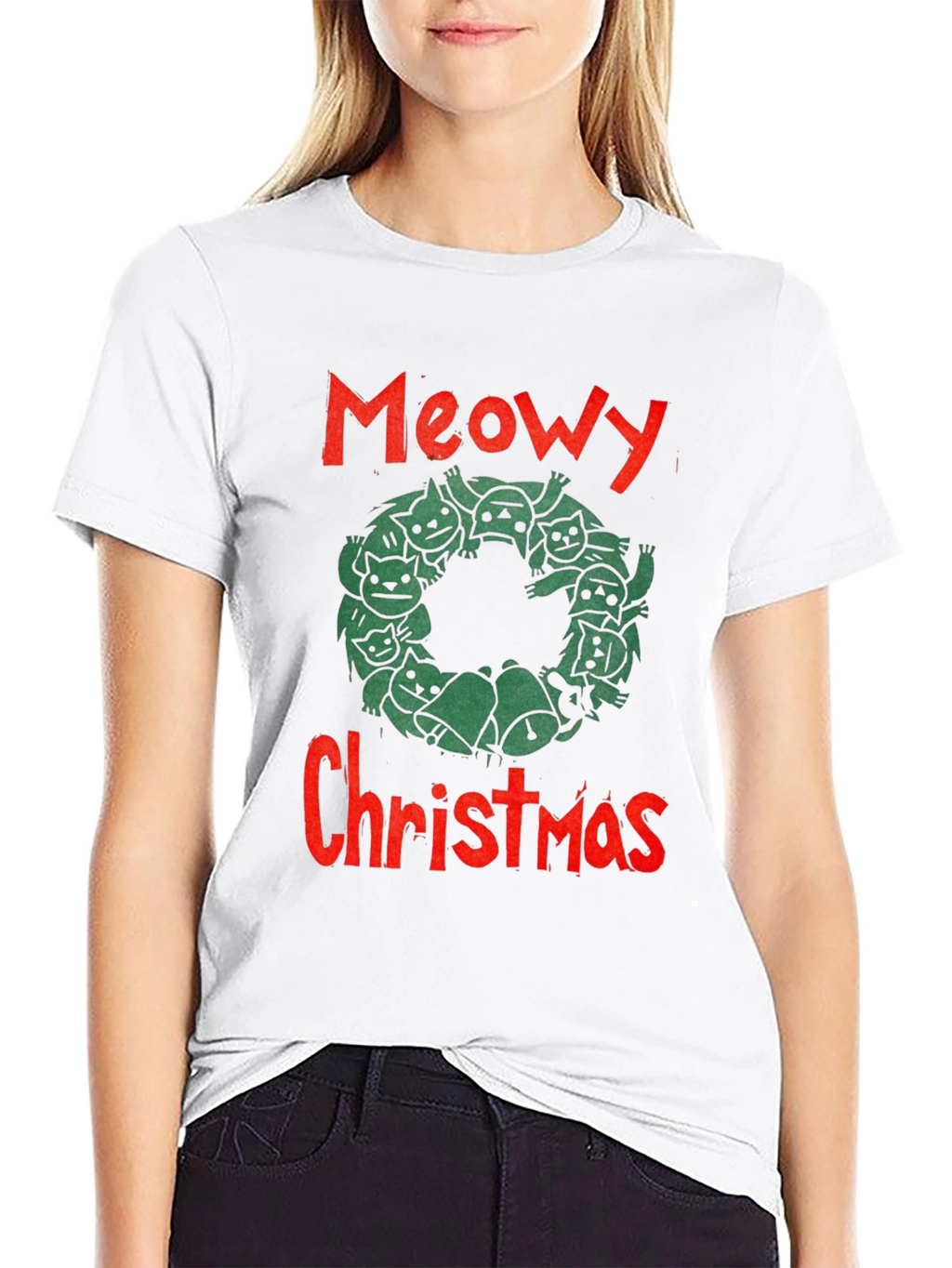Meowy Christmas Graphic T-Shirt