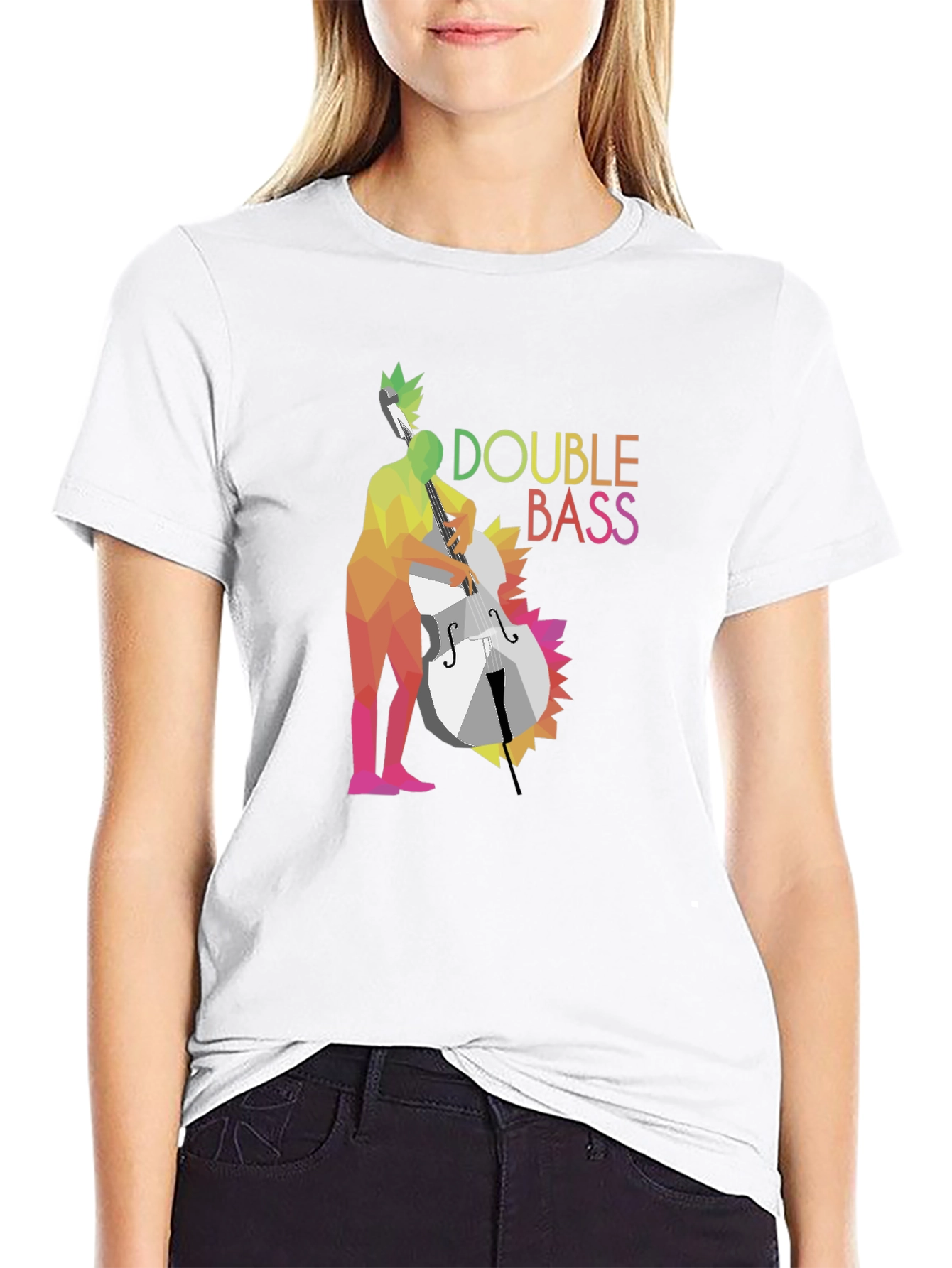Double Bass Player Graphic T-Shirt - Black