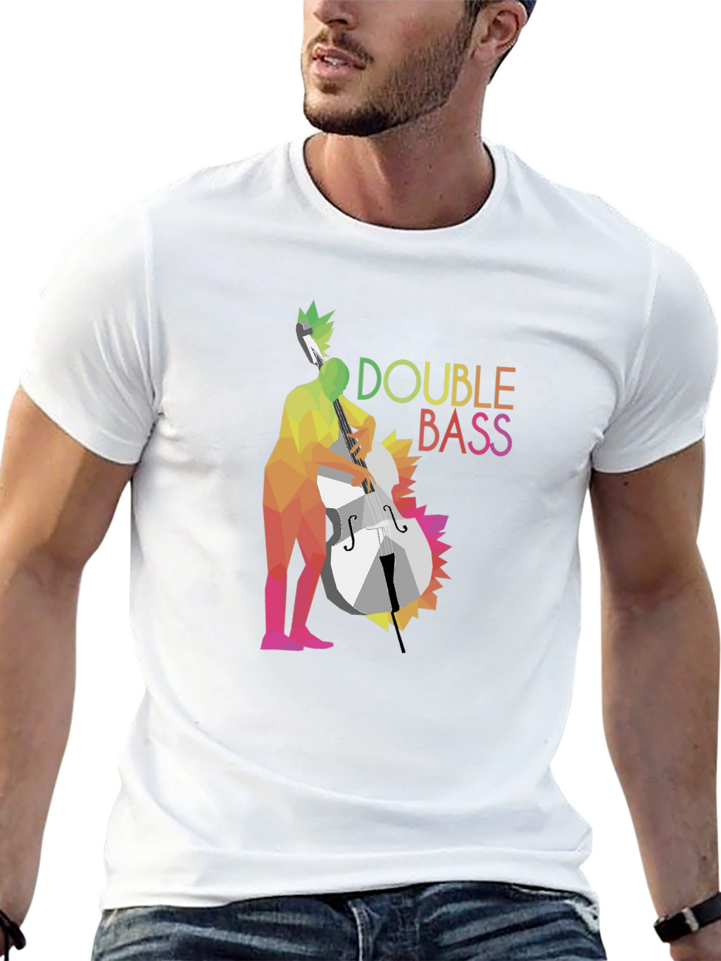 Double Bass Player Graphic T-Shirt - Black