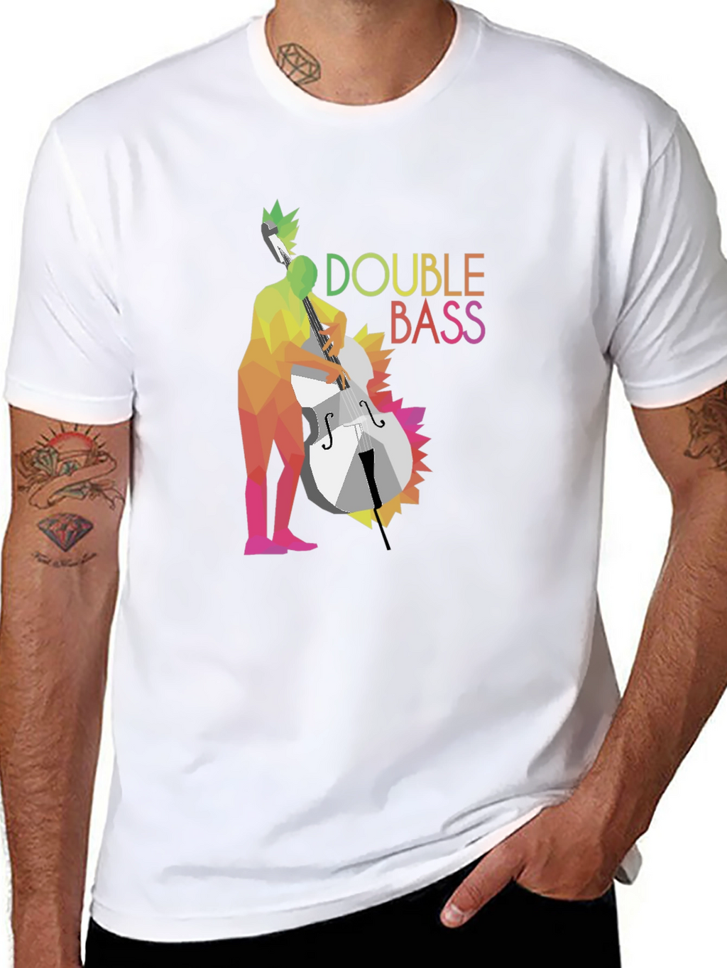Double Bass Player Graphic T-Shirt - Black