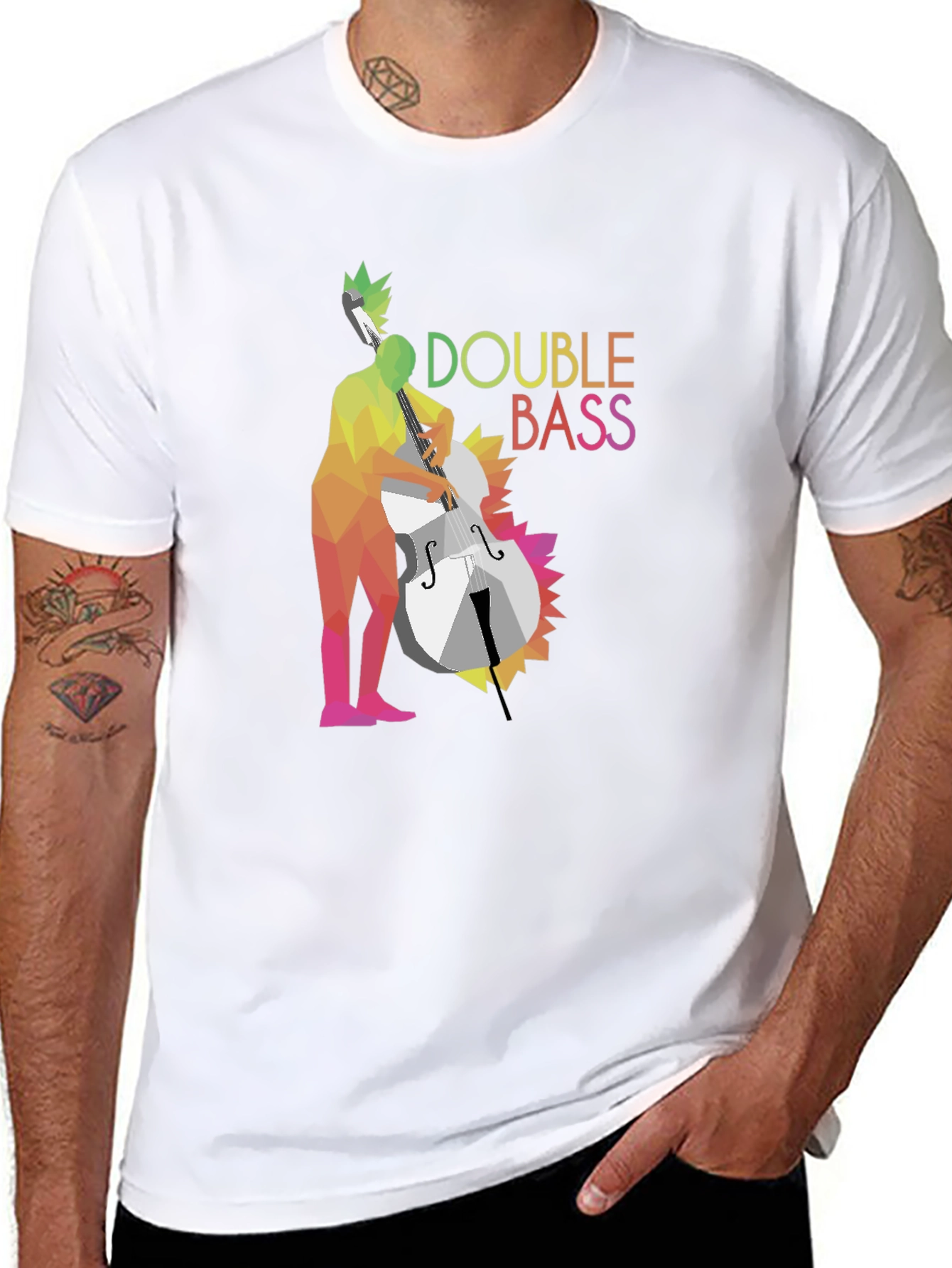 Double Bass Player Graphic T-Shirt - Black