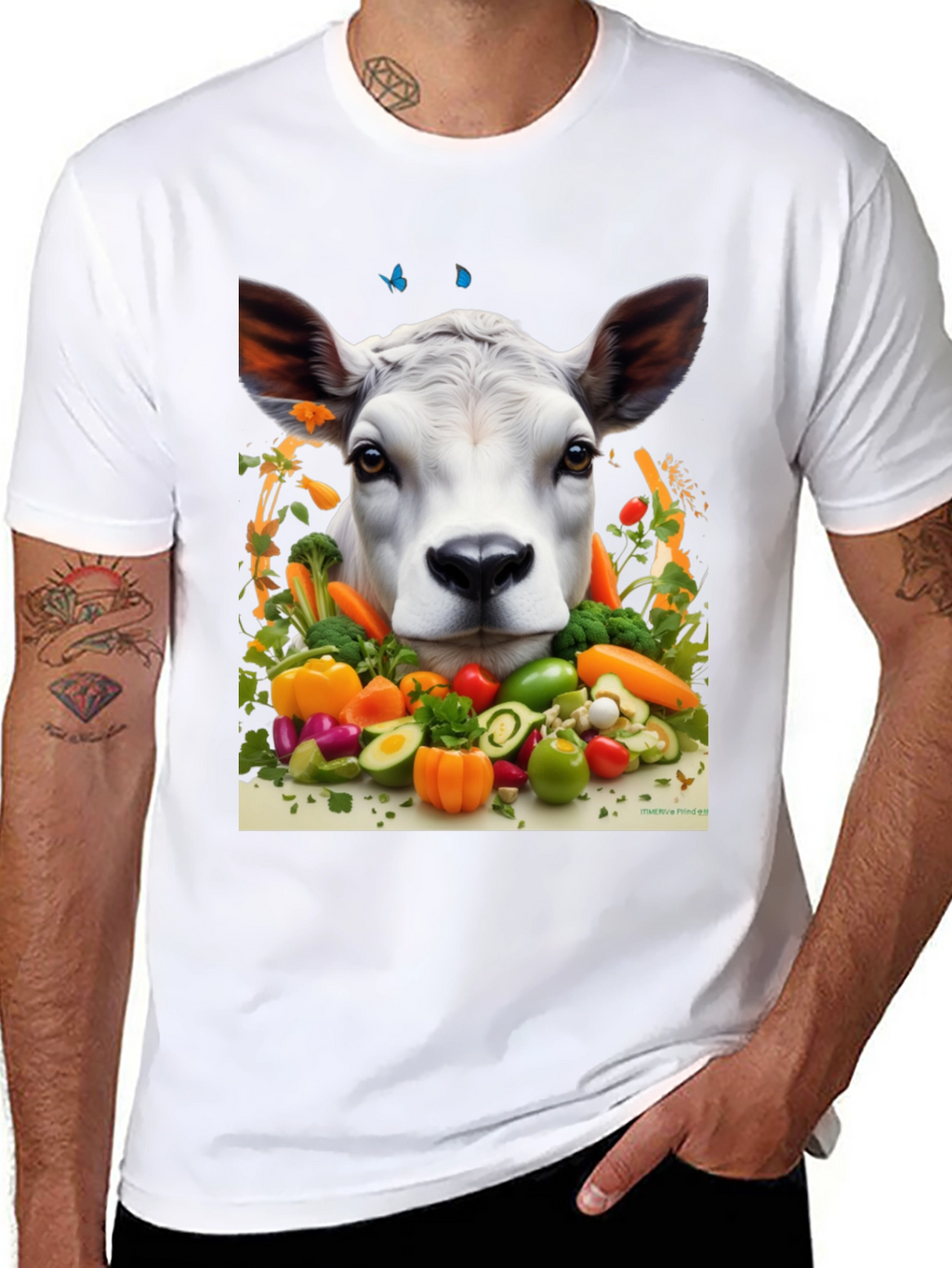 Veggie Cow Graphic Tee - Black