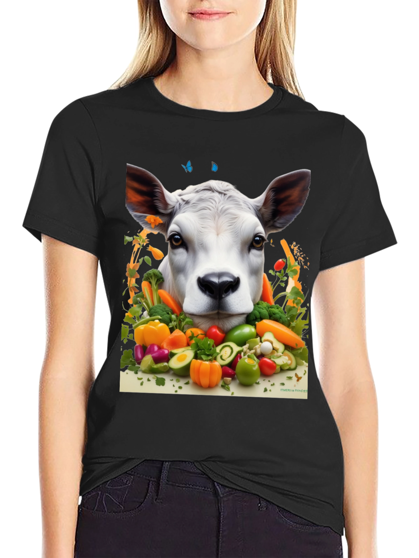 Veggie Cow Graphic Tee - Black