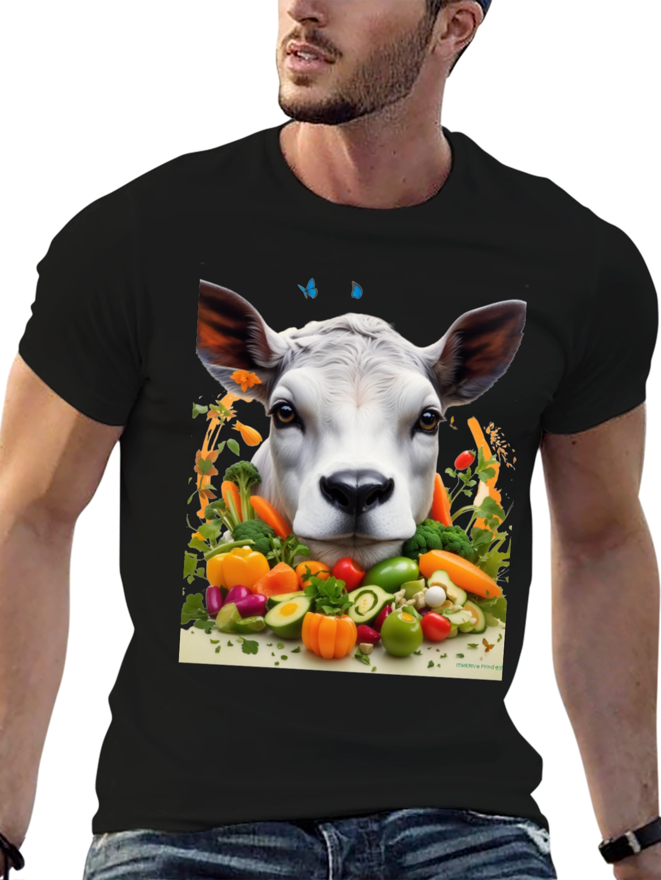 Veggie Cow Graphic Tee - Black