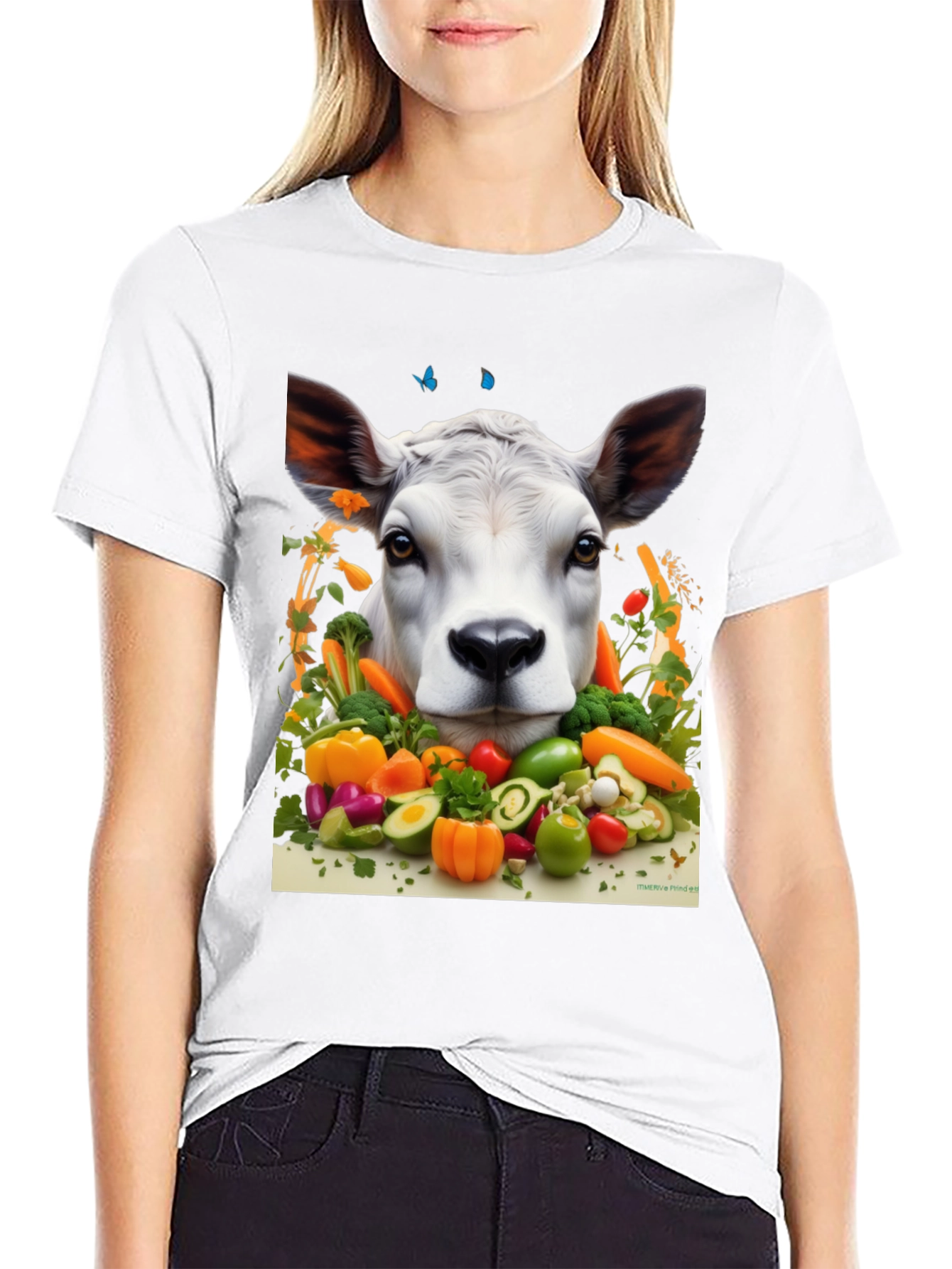 Veggie Cow Graphic Tee - Black