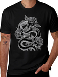 Snake & Roses Graphic Tee - Stylish Black T-Shirt