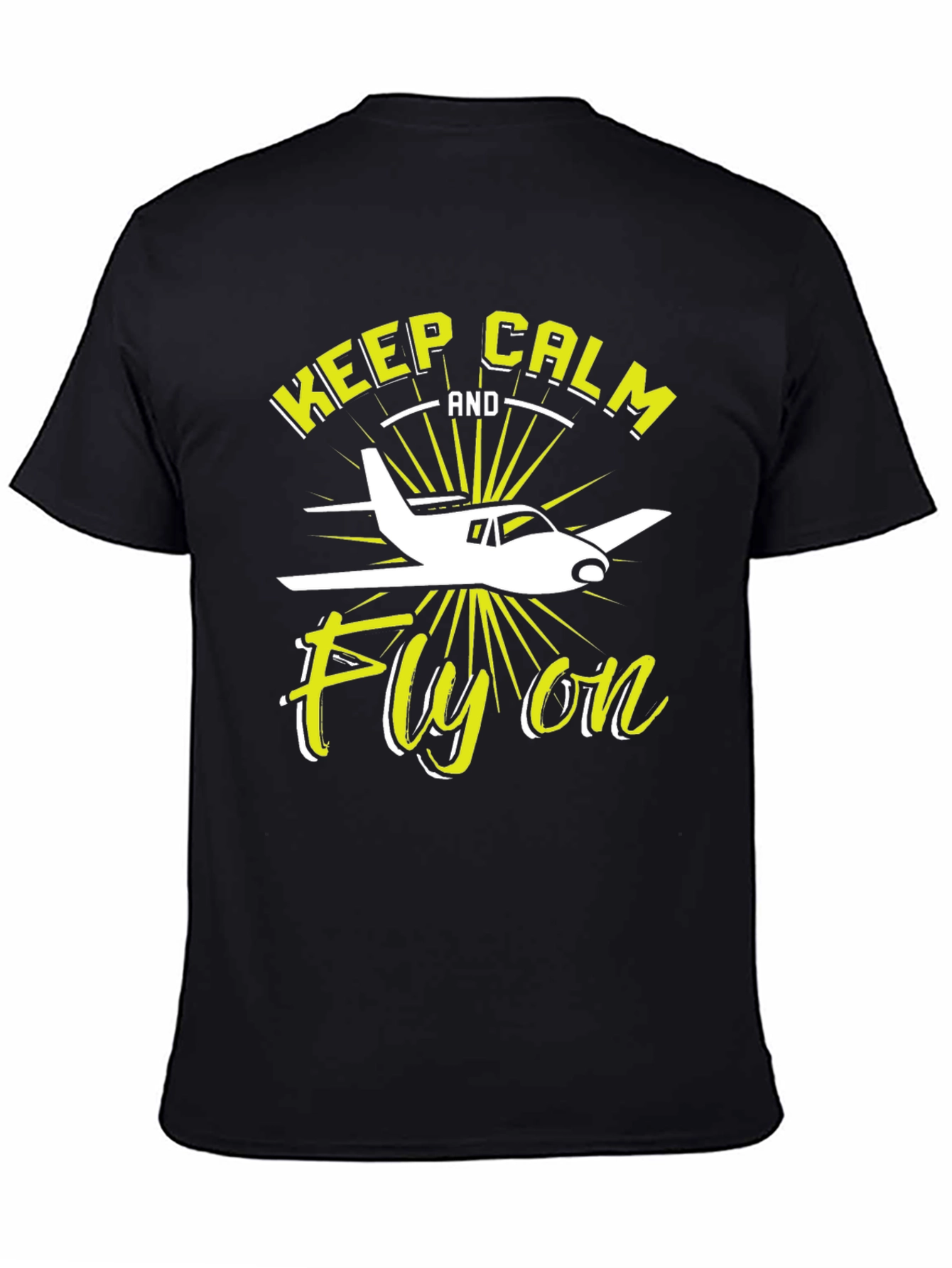 Keep Calm & Fly On Pilot Graphic Tee - Black