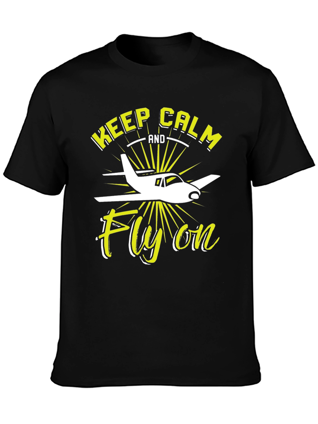 Keep Calm & Fly On Pilot Graphic Tee - Black