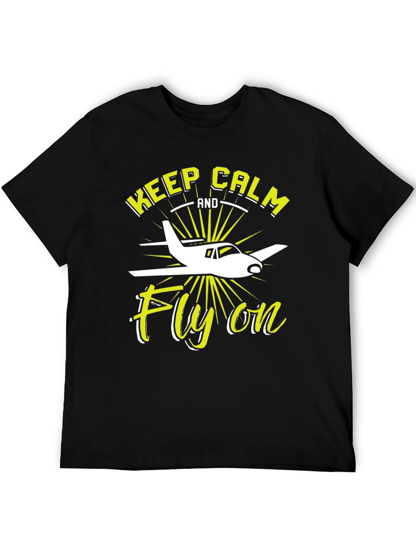 Keep Calm & Fly On Pilot Graphic Tee - Black