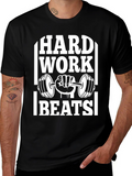 Hard Work Beats T-Shirt Gym Fitness Workout