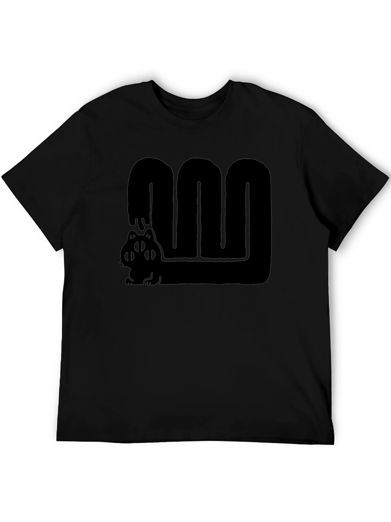 Black Graphic Tee - Cute Four Eyed Cat