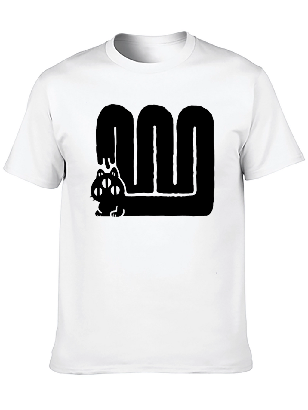Black Graphic Tee - Cute Four Eyed Cat