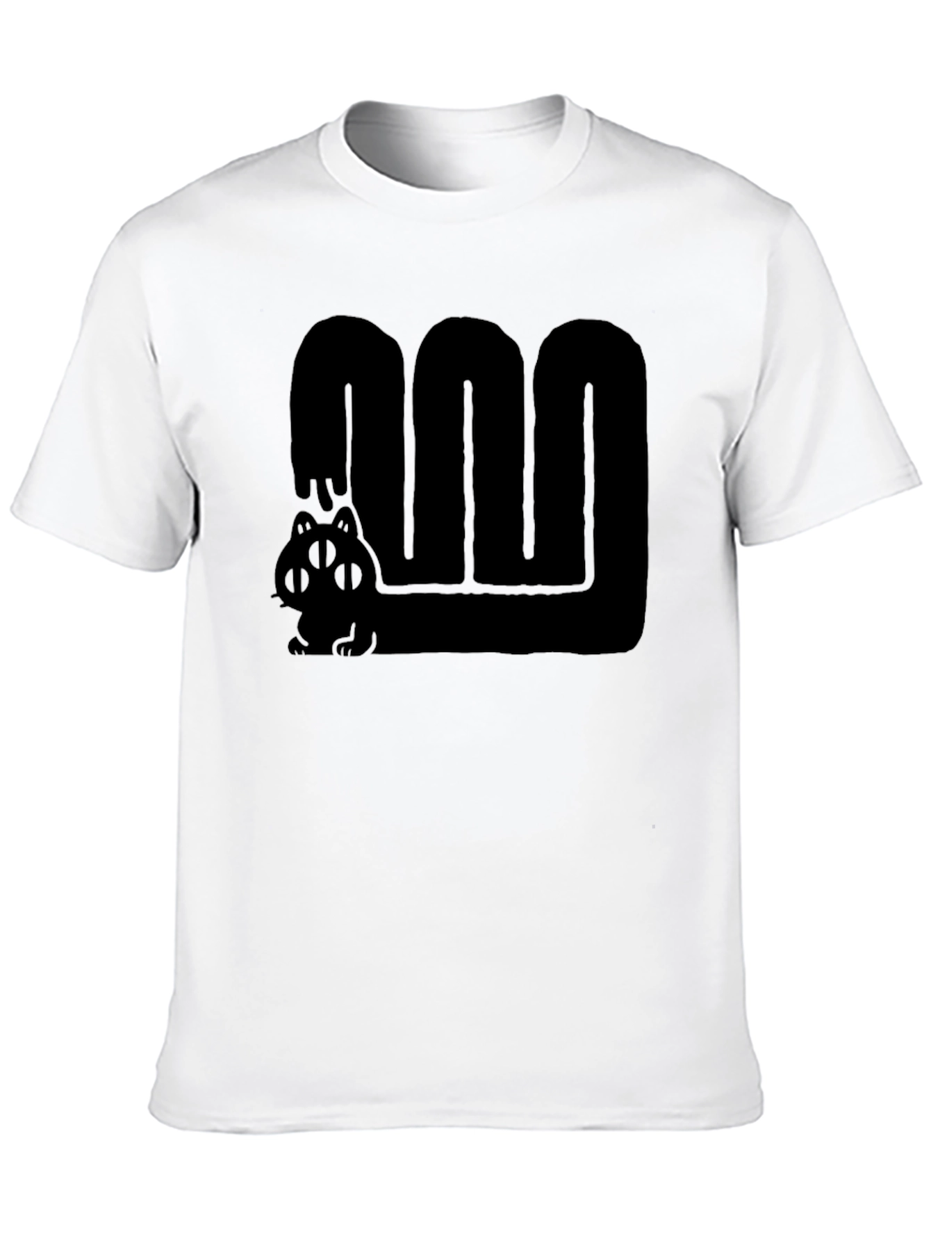 Black Graphic Tee - Cute Four Eyed Cat