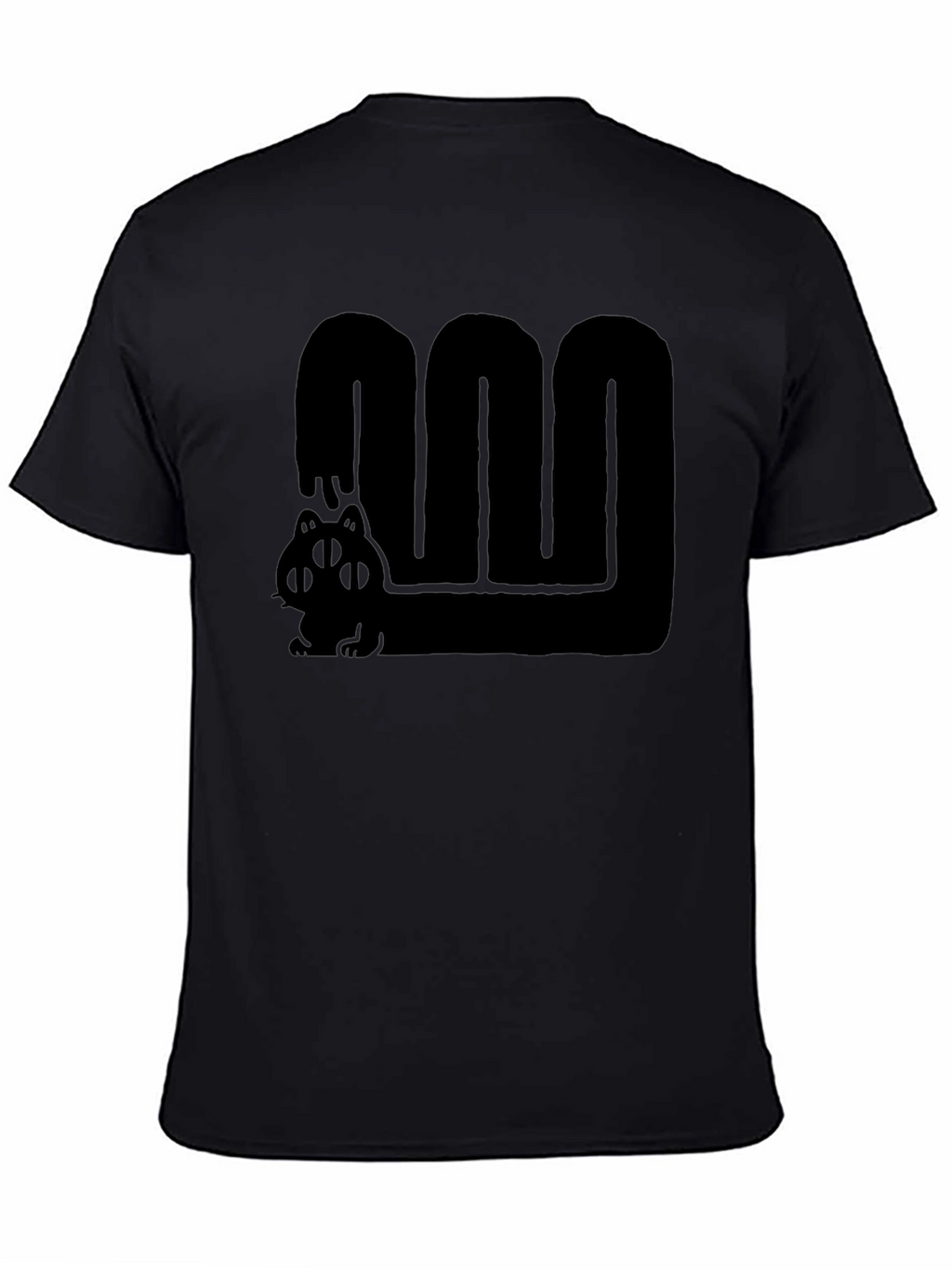 Black Graphic Tee - Cute Four Eyed Cat