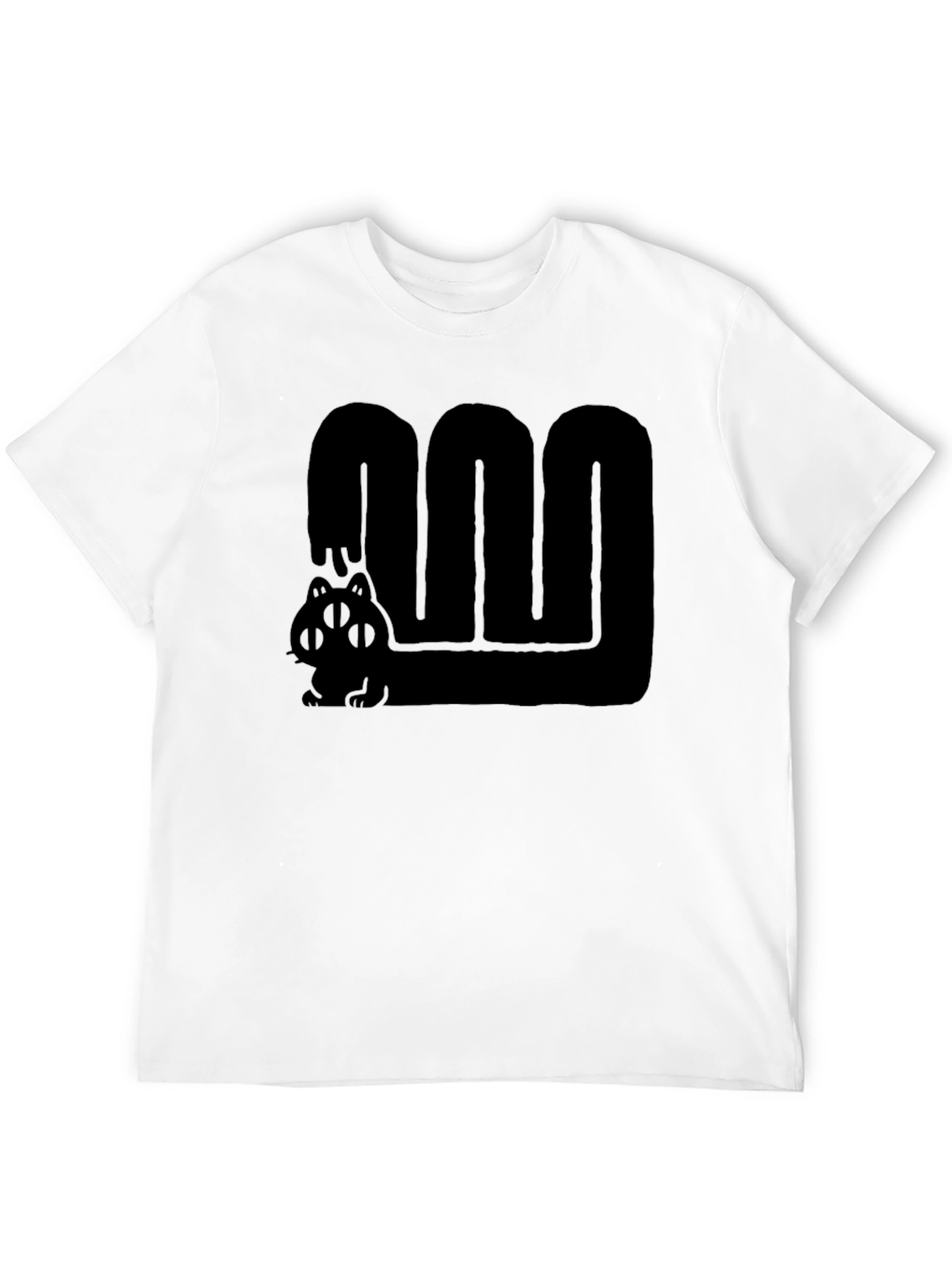 Black Graphic Tee - Cute Four Eyed Cat