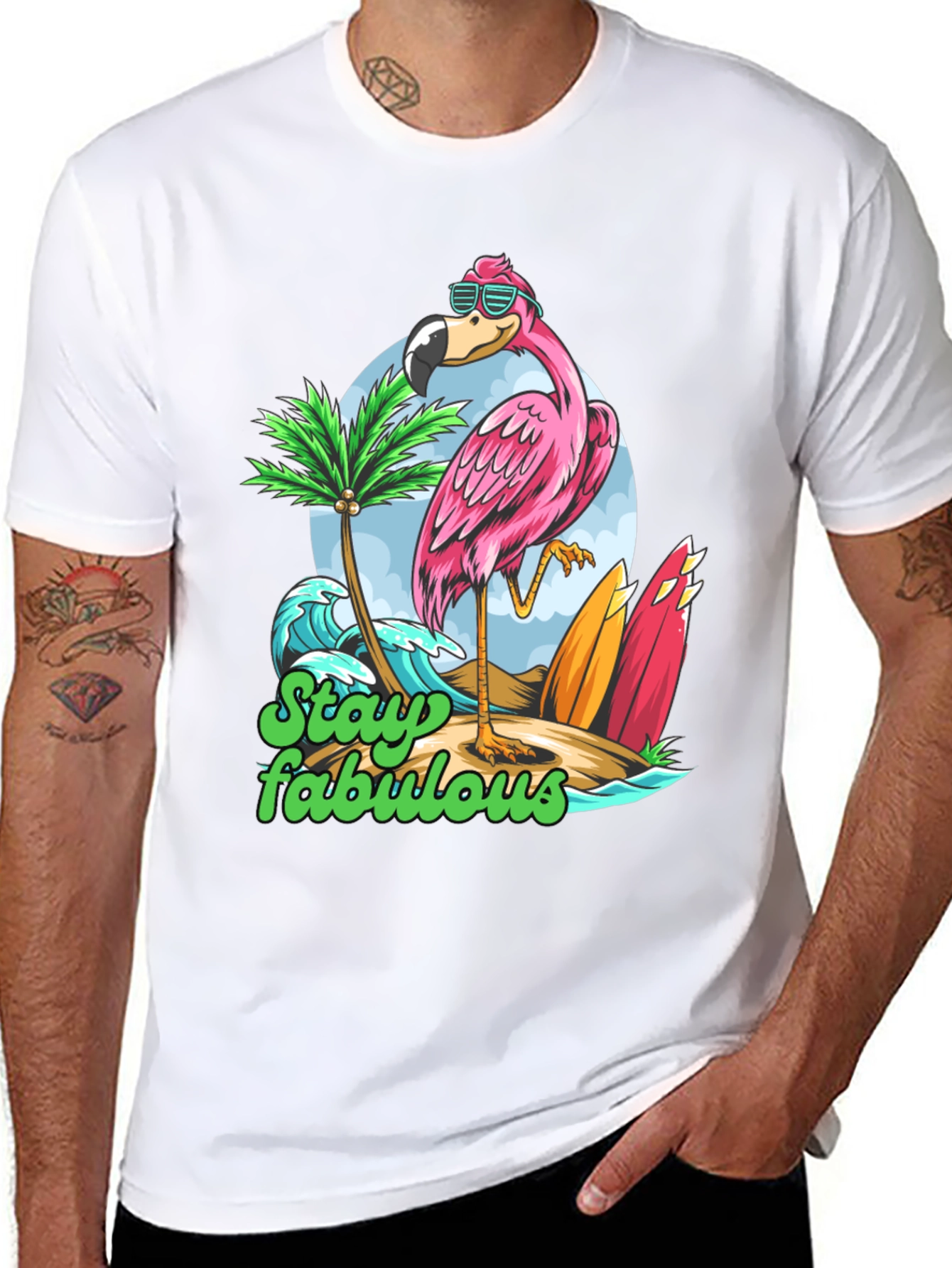Stay Fabulous Flamingo Graphic T-Shirt