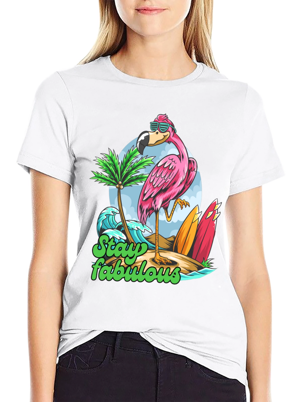 Stay Fabulous Flamingo Graphic T-Shirt
