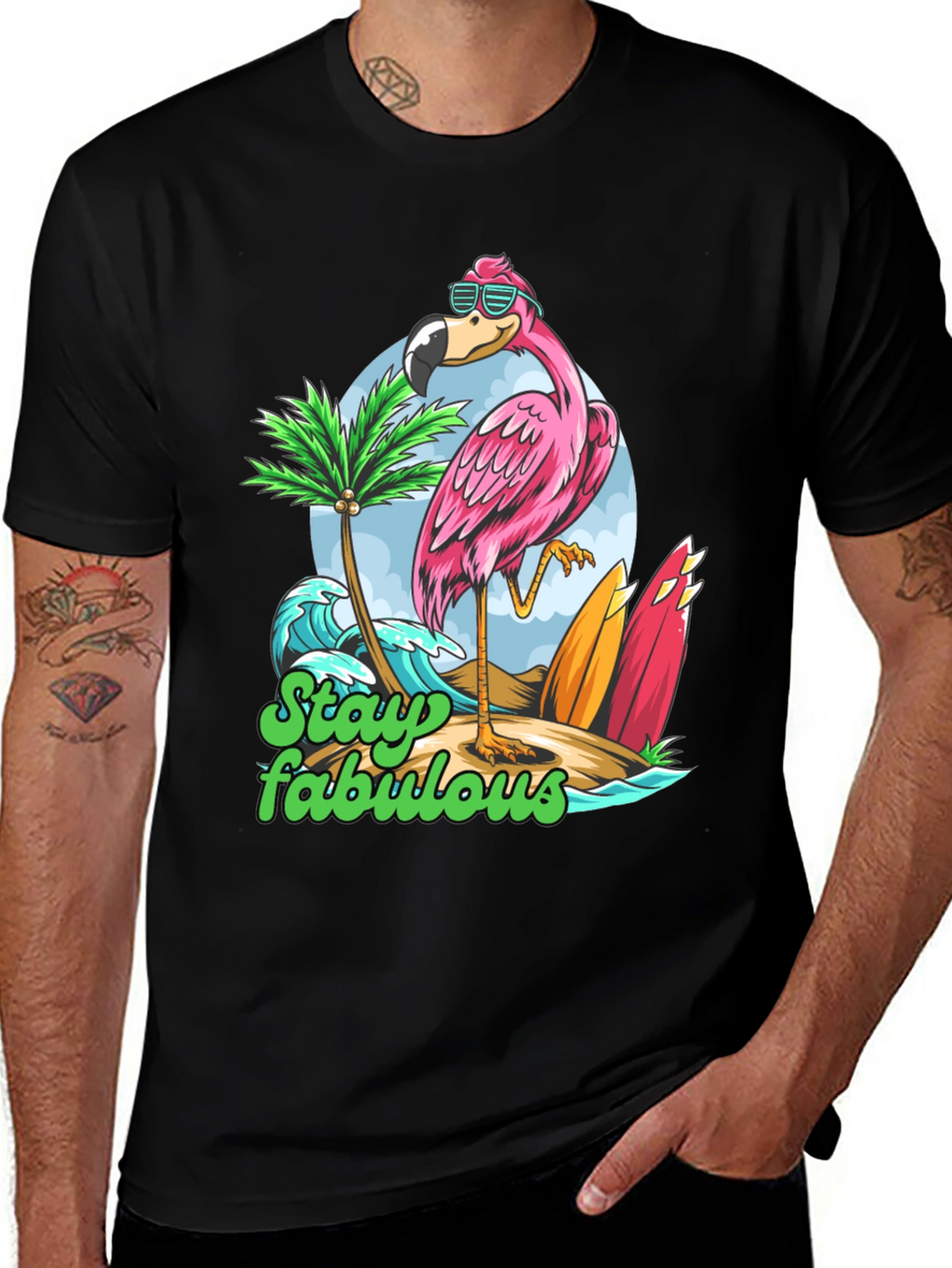 Stay Fabulous Flamingo Graphic T-Shirt