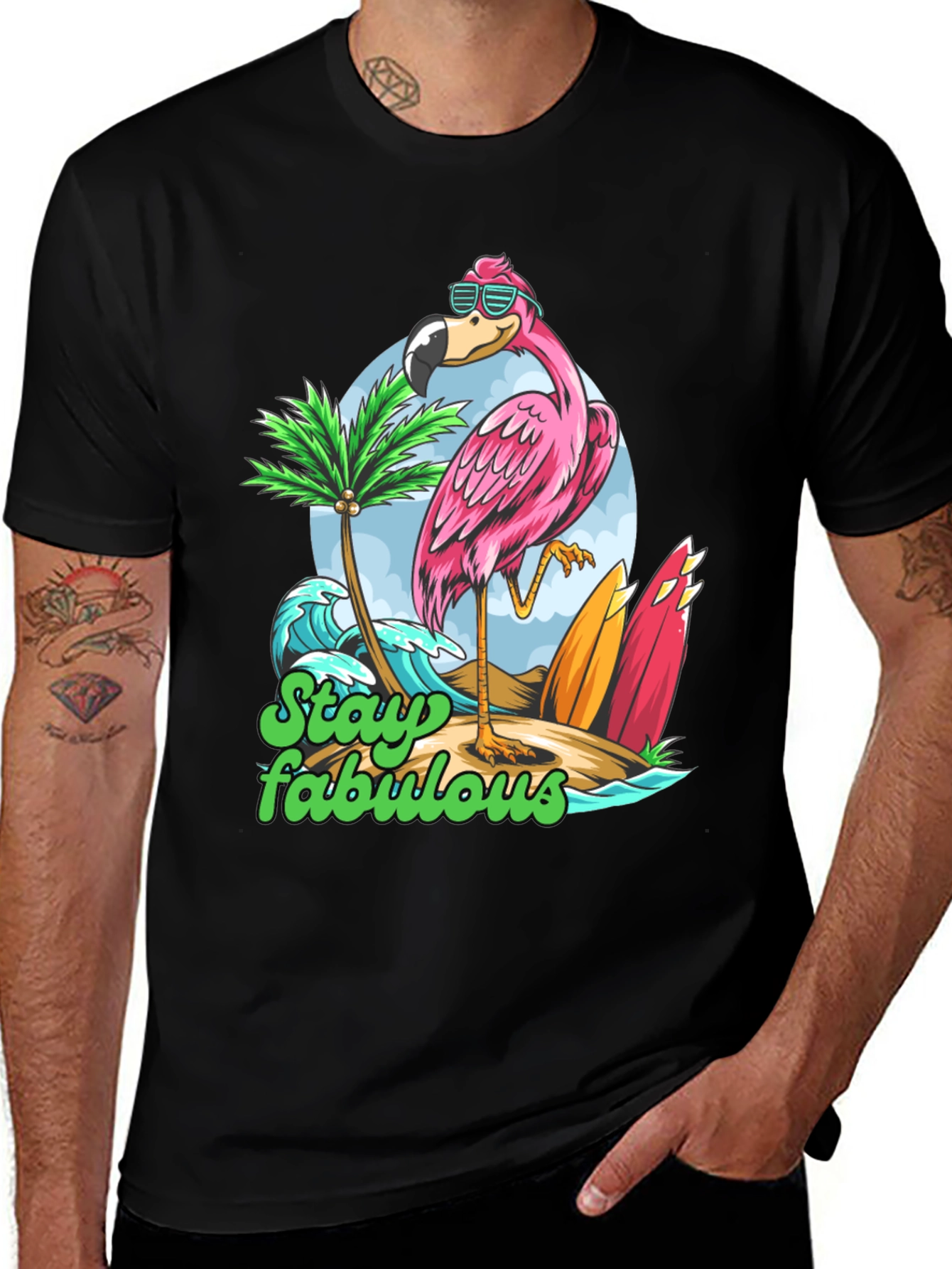 Stay Fabulous Flamingo Graphic T-Shirt