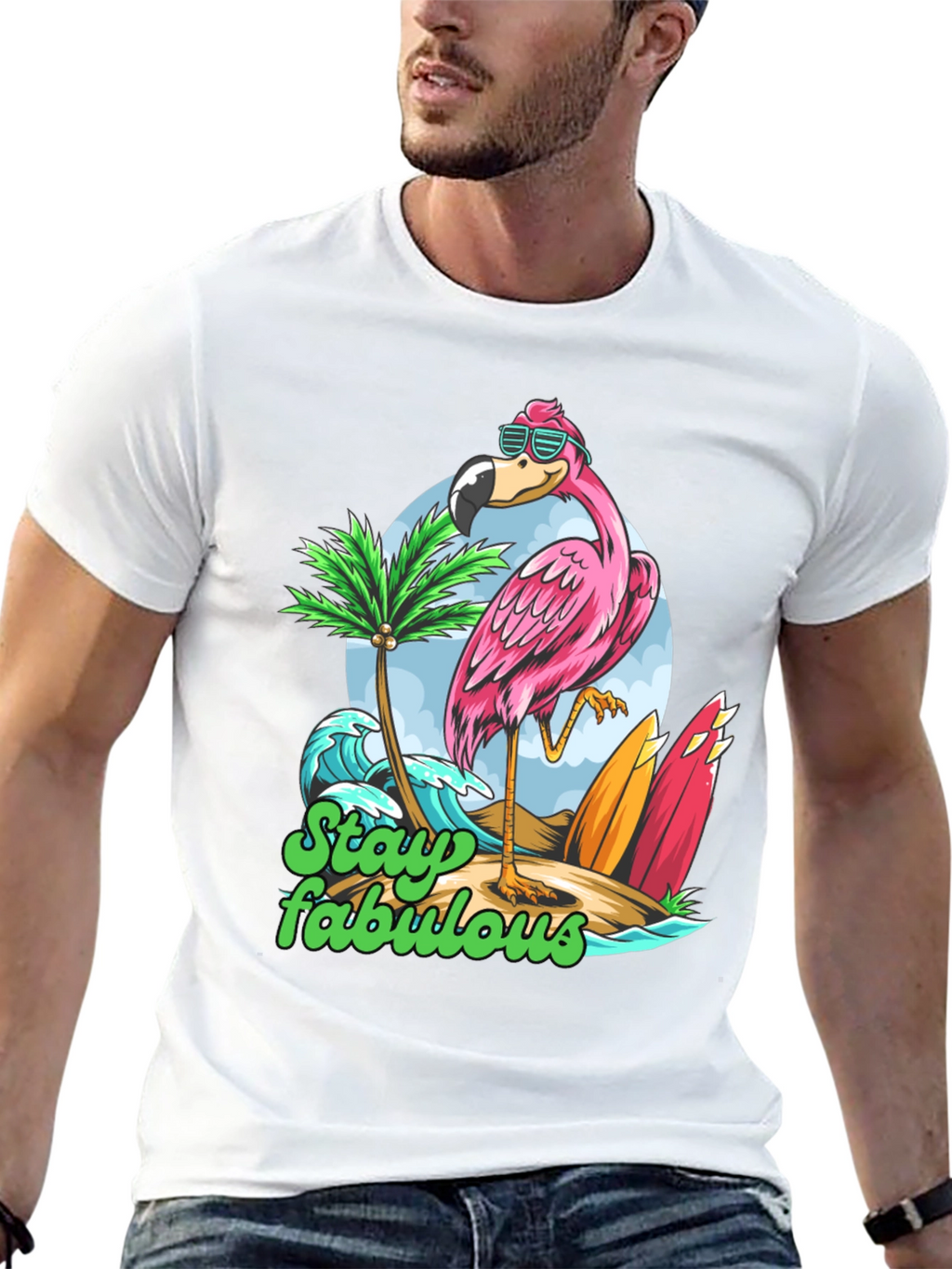 Stay Fabulous Flamingo Graphic T-Shirt