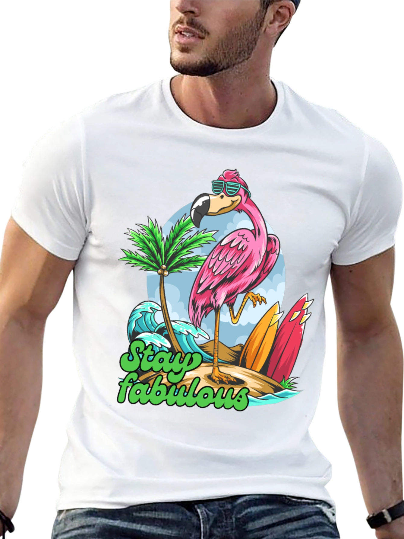 Stay Fabulous Flamingo Graphic T-Shirt