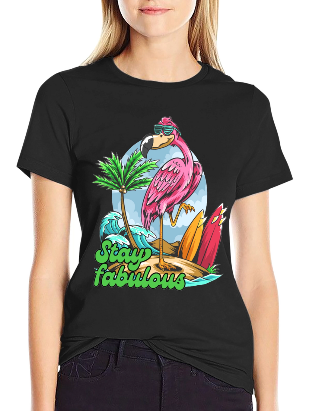 Stay Fabulous Flamingo Graphic T-Shirt