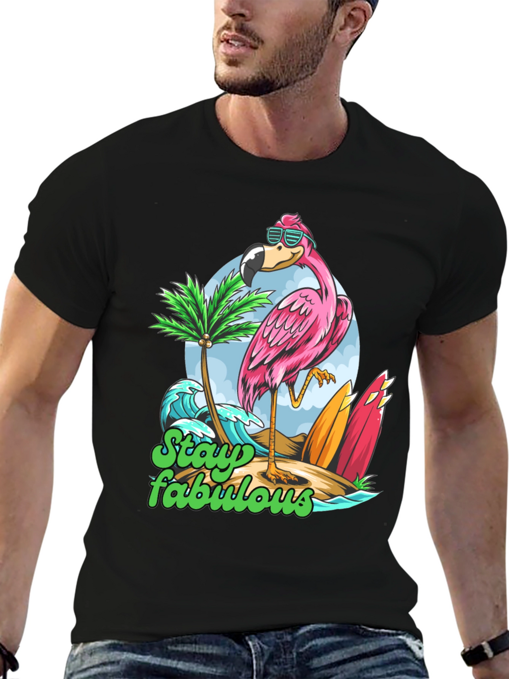 Stay Fabulous Flamingo Graphic T-Shirt