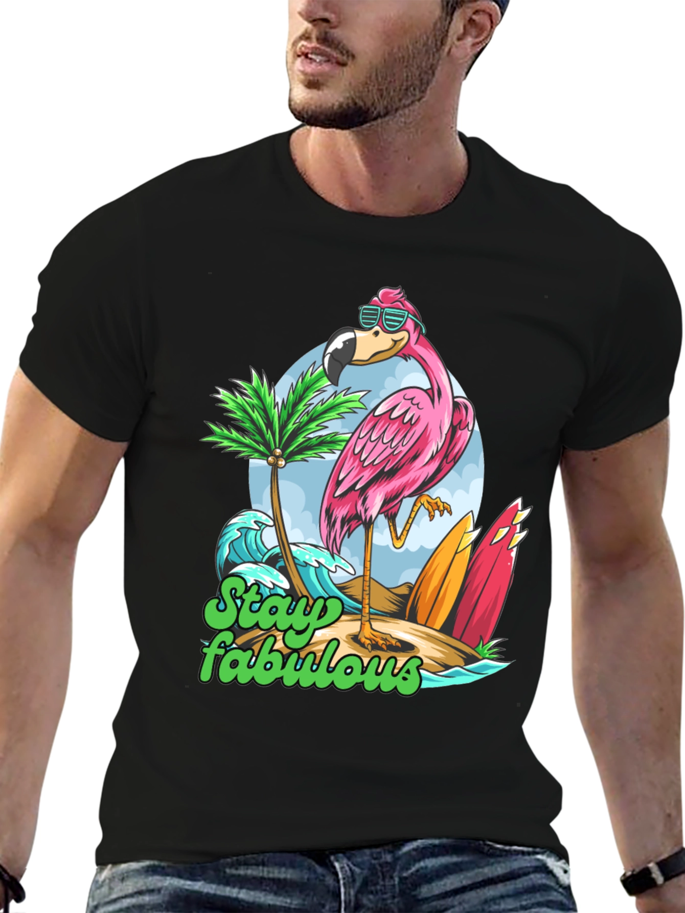 Stay Fabulous Flamingo Graphic T-Shirt