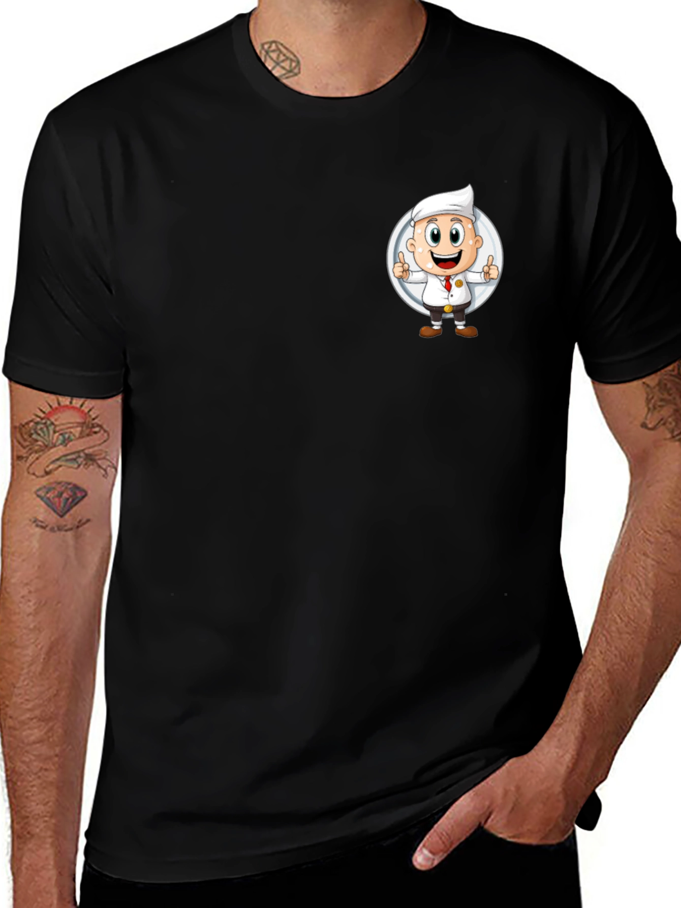 Chef Cartoon Graphic Black T-Shirt