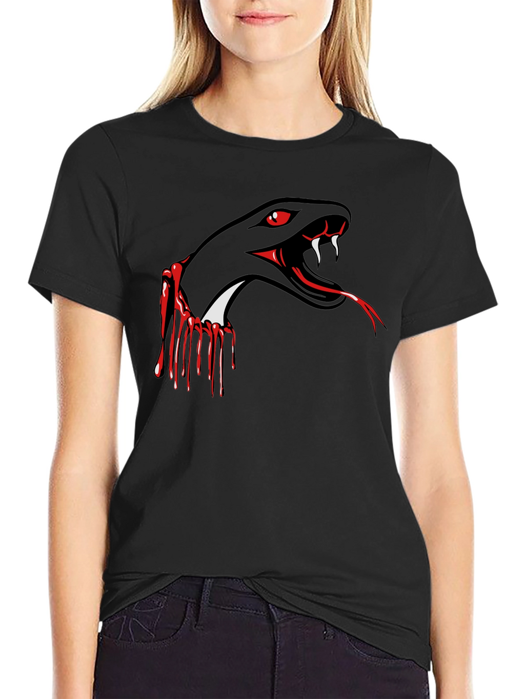 Mens Black T-Shirt Snake Graphic Tee