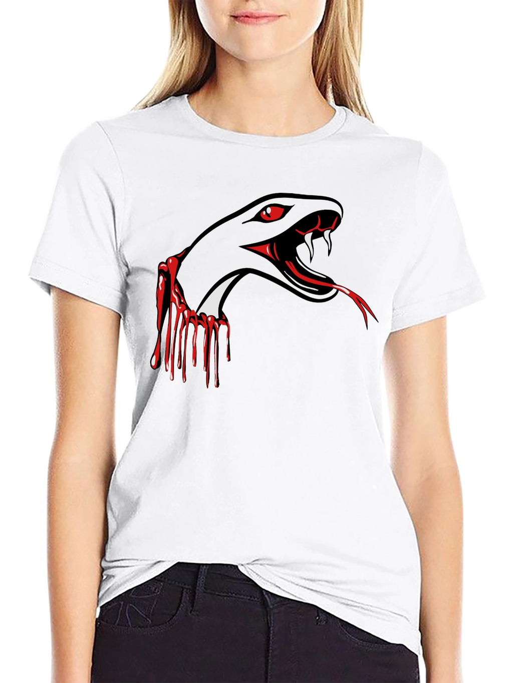 Mens Black T-Shirt Snake Graphic Tee