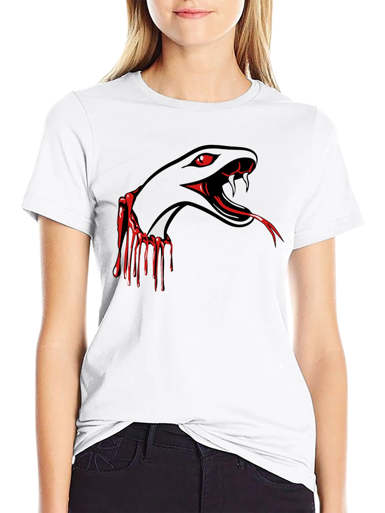 Mens Black T-Shirt Snake Graphic Tee