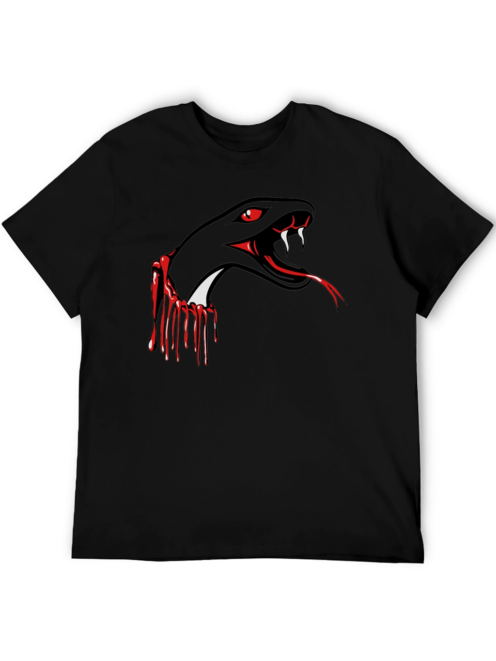 Mens Black T-Shirt Snake Graphic Tee