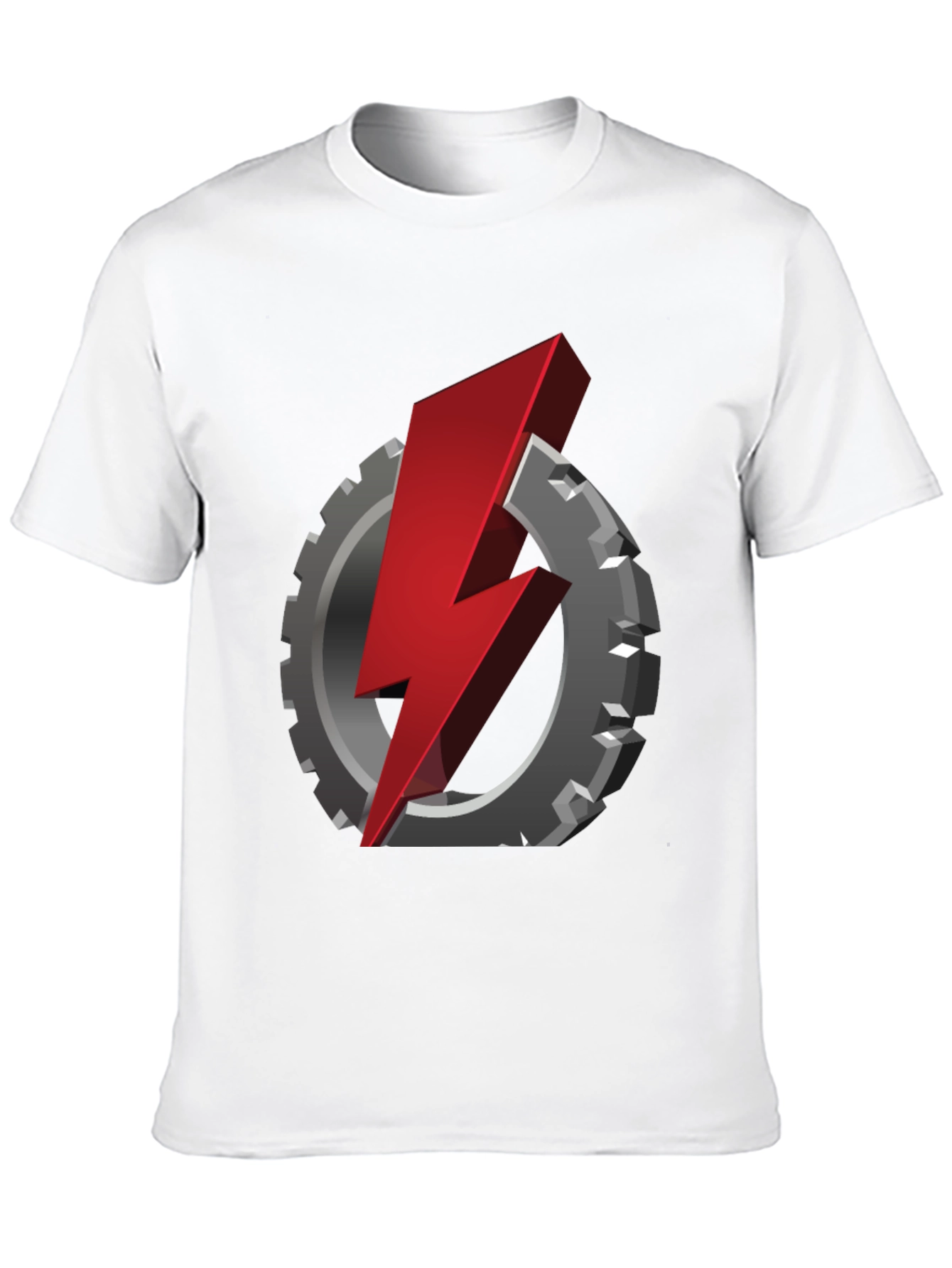 Gear & Lightning Bolt Graphic T-Shirt