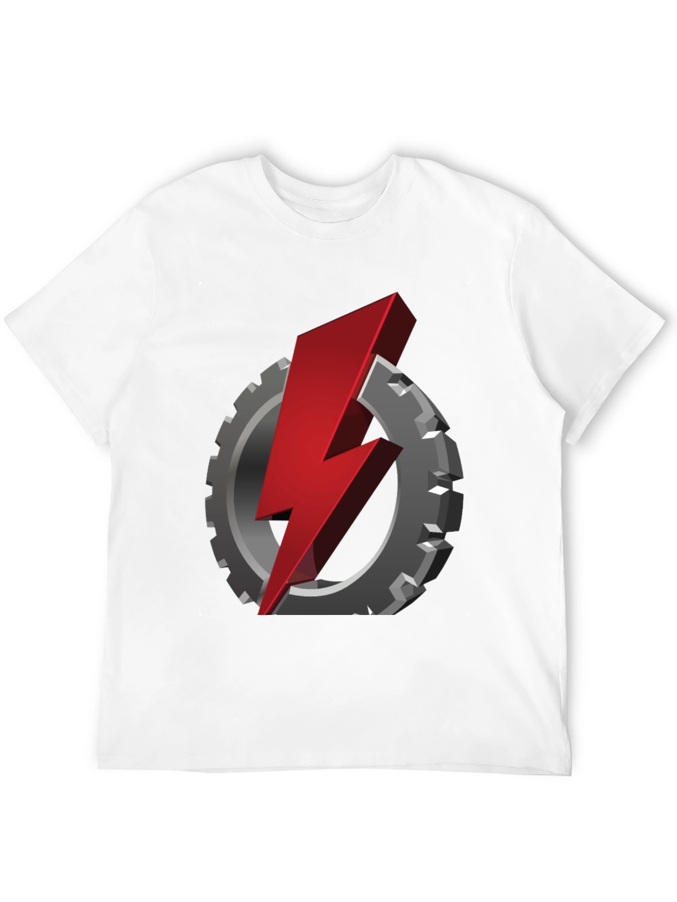 Gear & Lightning Bolt Graphic T-Shirt