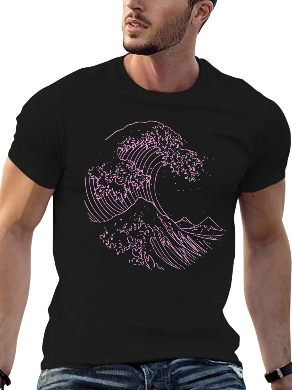 Great Wave Graphic Tee - Mens Black T-Shirt