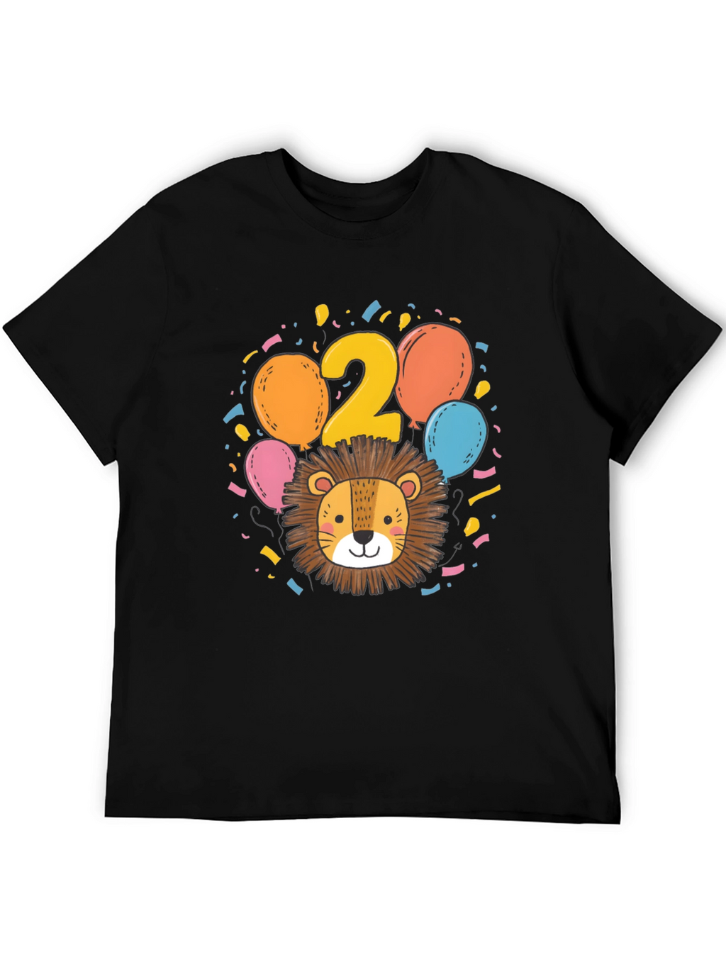 Cute Lion 2nd Birthday Black T-Shirt